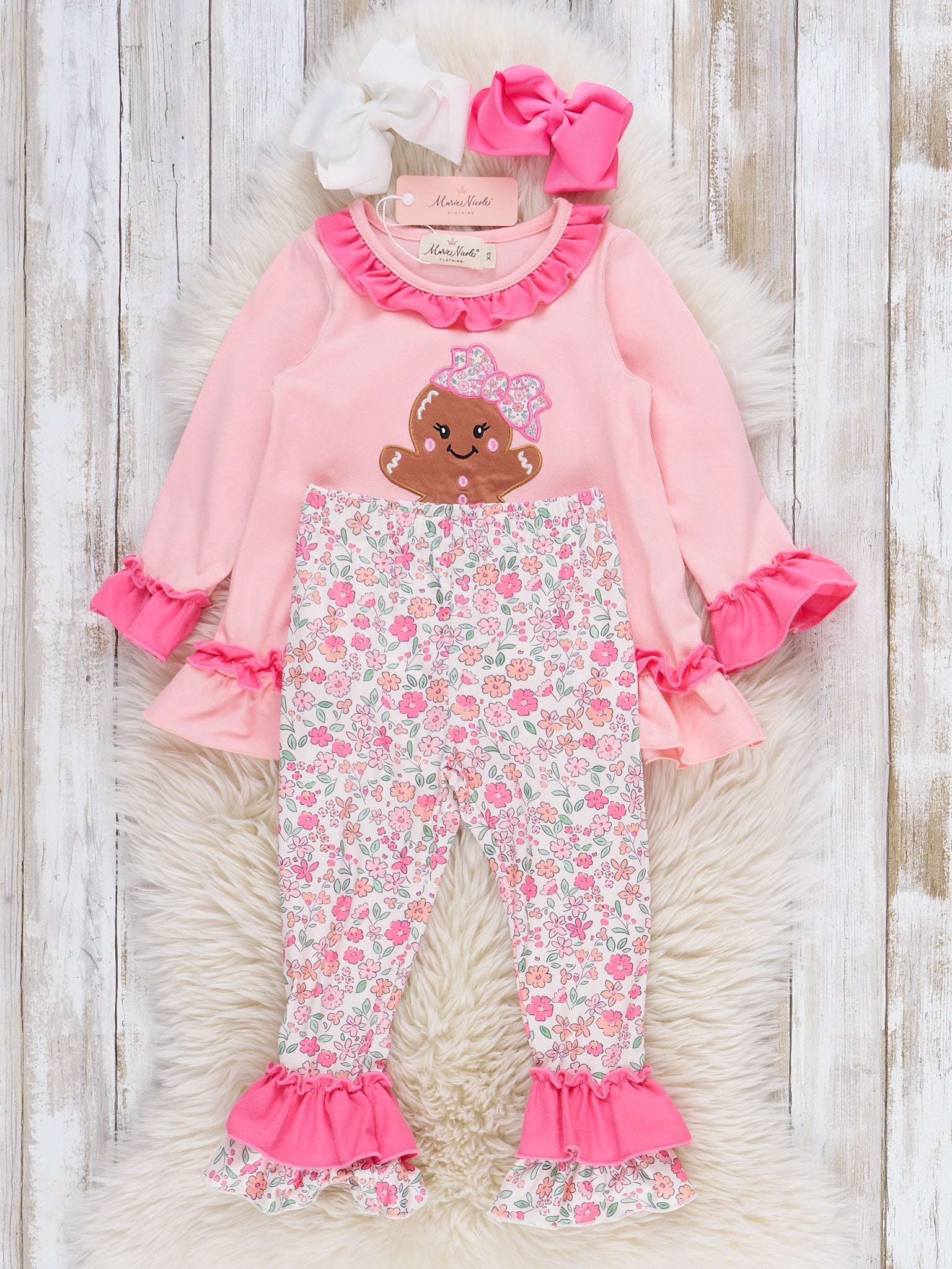Gingerbread Dolly Embroidered Outfit - Marie Nicole Clothing