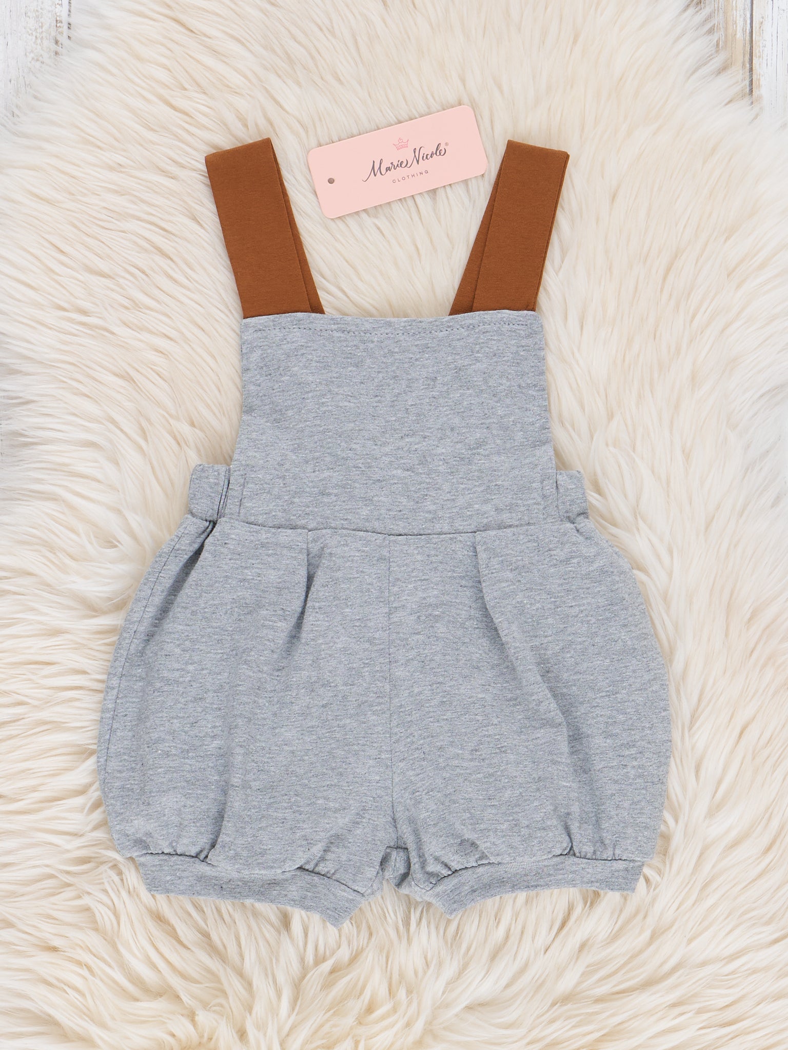 Pleated Overalls - Grey - Marie Nicole Clothing