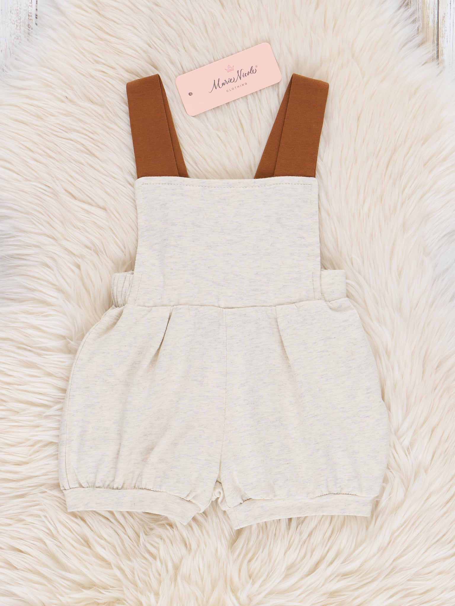 Pleated Overalls - Oatmeal - Marie Nicole Clothing