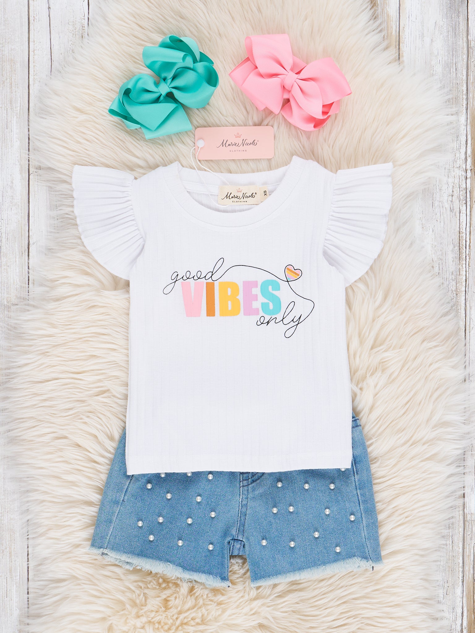 "Good Vibes Only" Ribbed Outfit - Marie Nicole Clothing