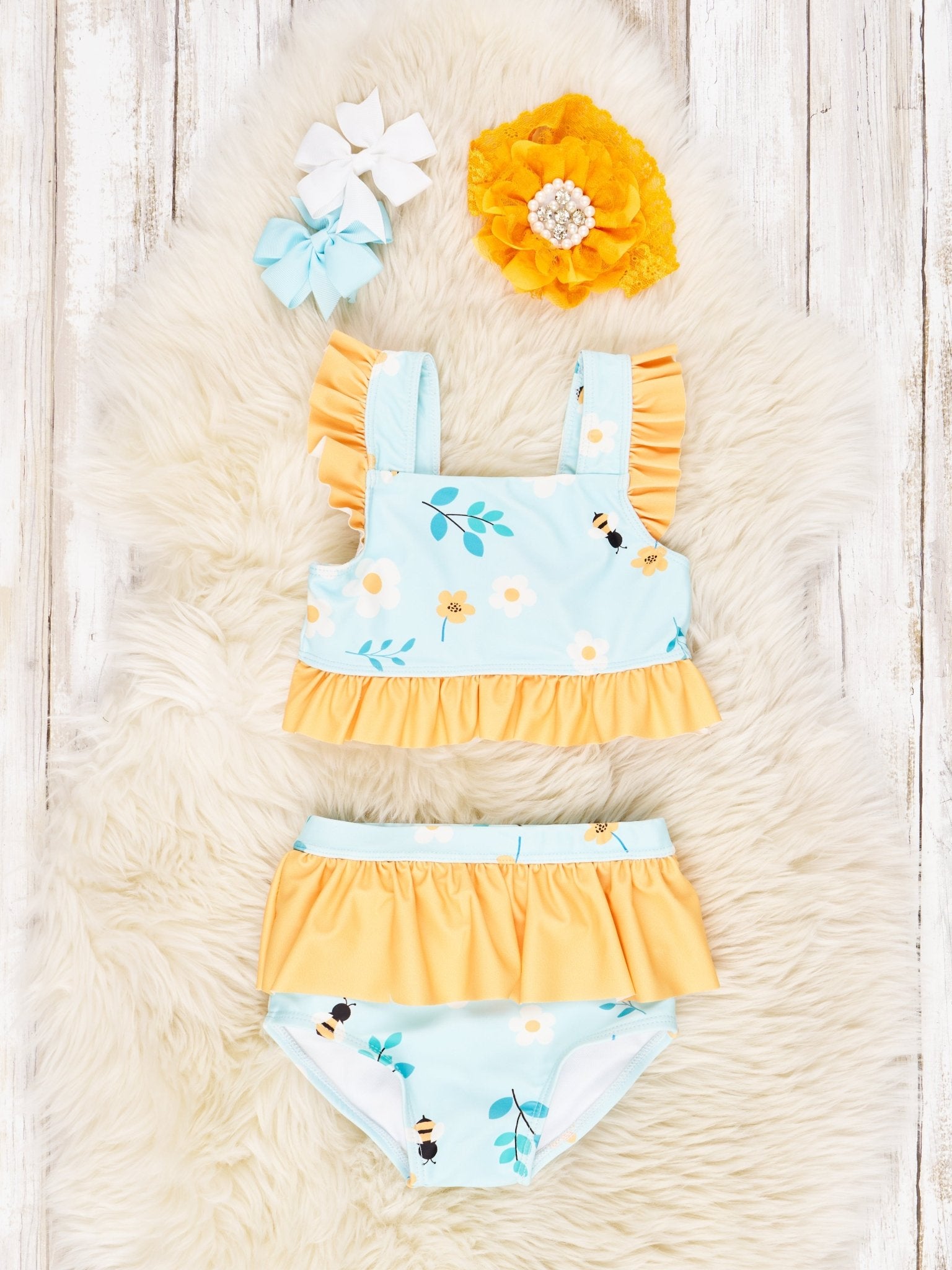 Beautiful Bees Ruffle Swimsuit - Marie Nicole Clothing