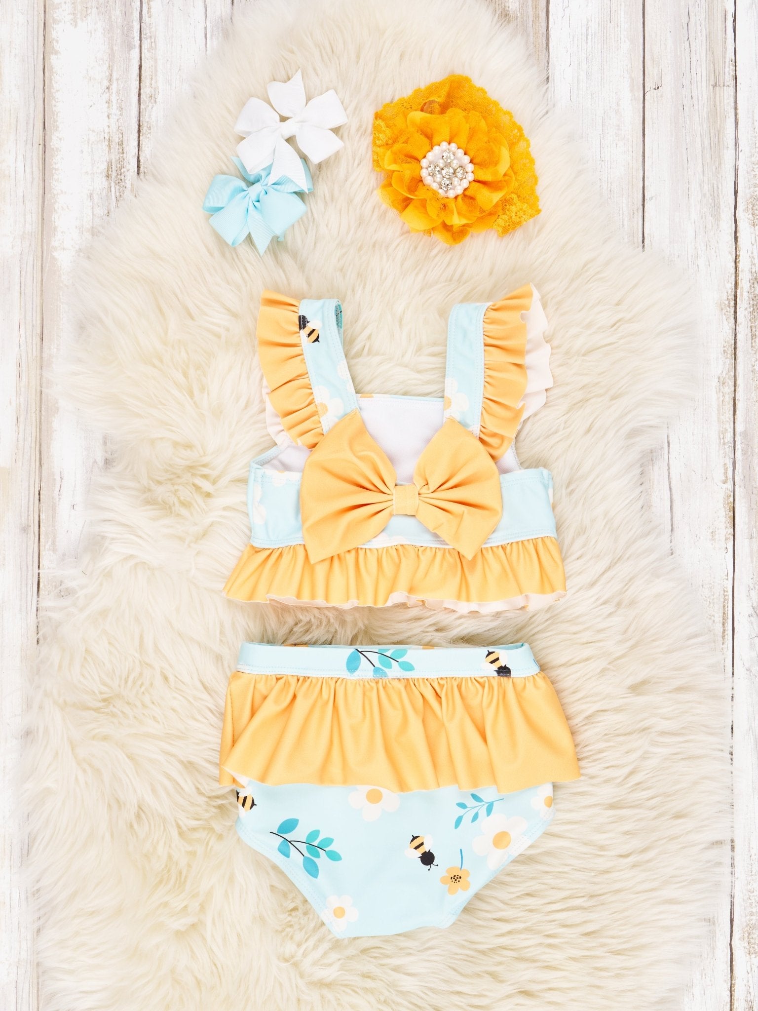 Beautiful Bees Ruffle Swimsuit - Marie Nicole Clothing