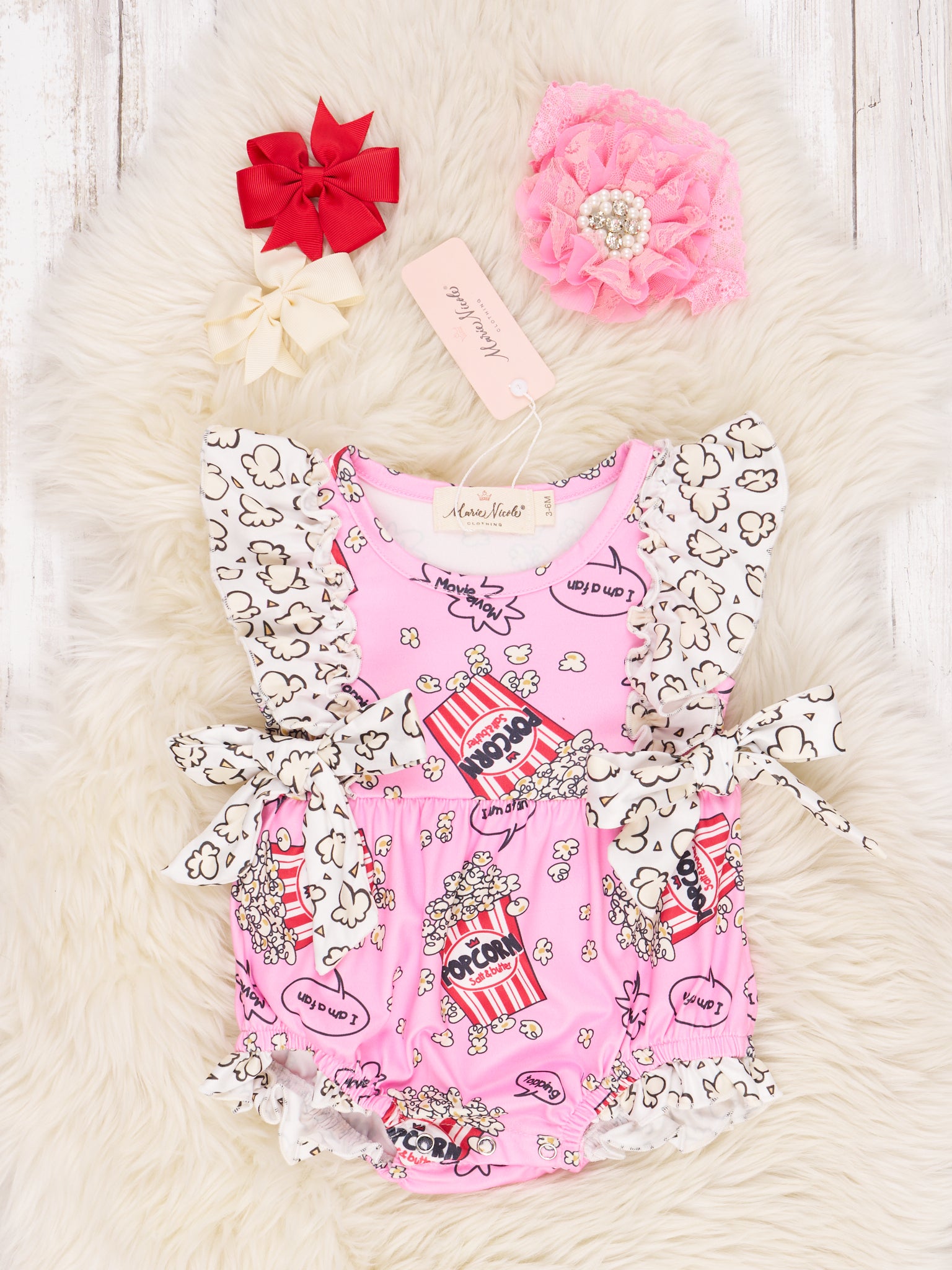 Popcorn Bucket Ruffle Romper - Marie Nicole Clothing