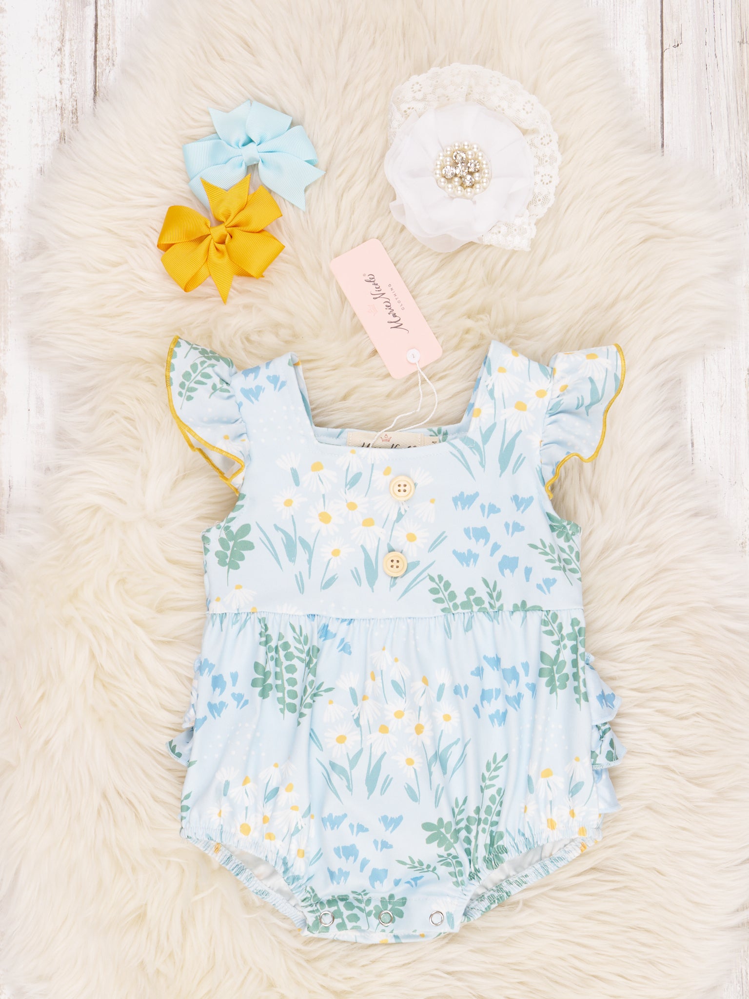 Summer Daisy Ruffle Romper - Marie Nicole Clothing