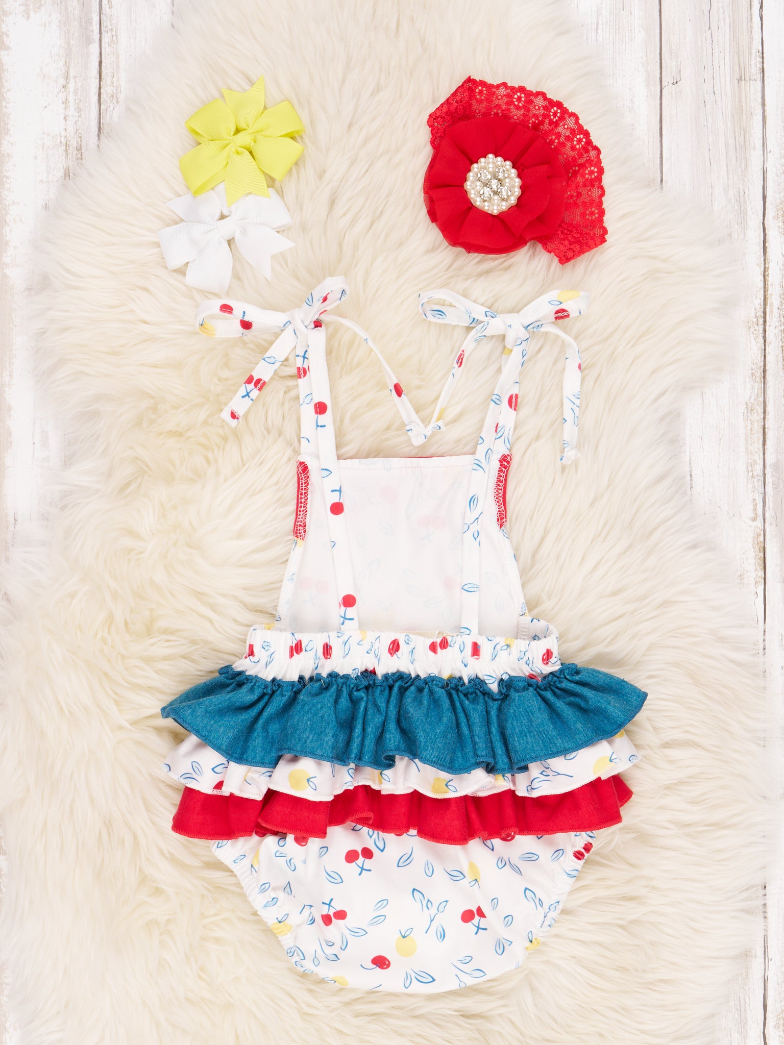 Lemons & Cherries Ruffle Romper - Marie Nicole Clothing