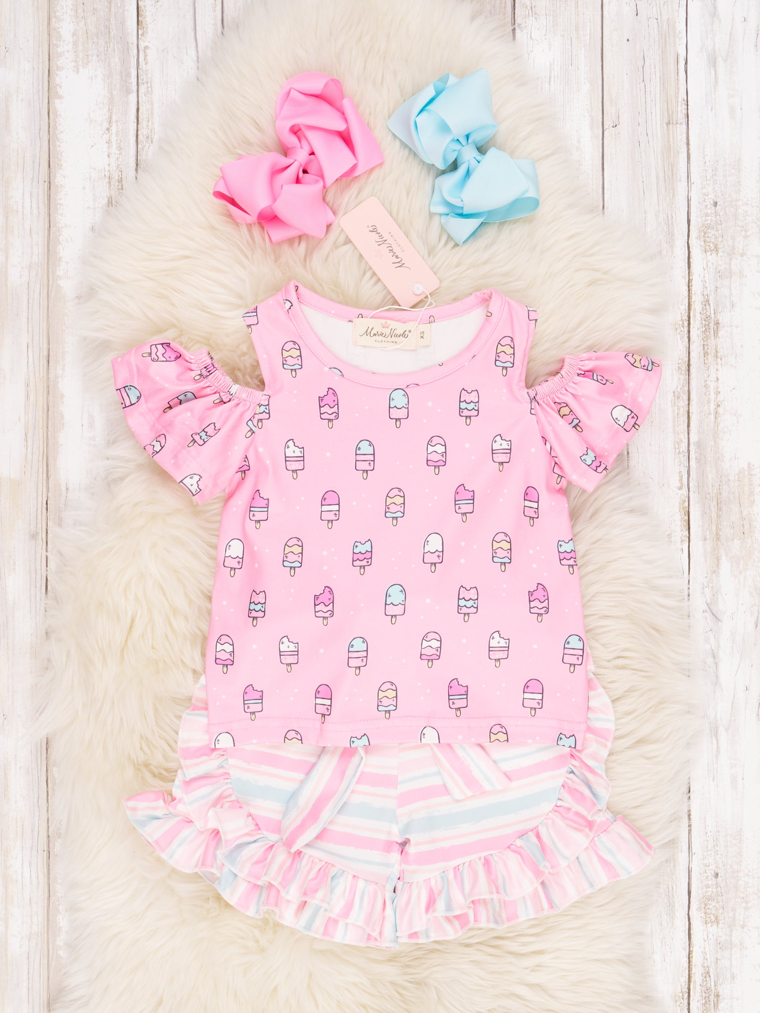 Pink Popsicle Ruffle Outfit - Marie Nicole Clothing