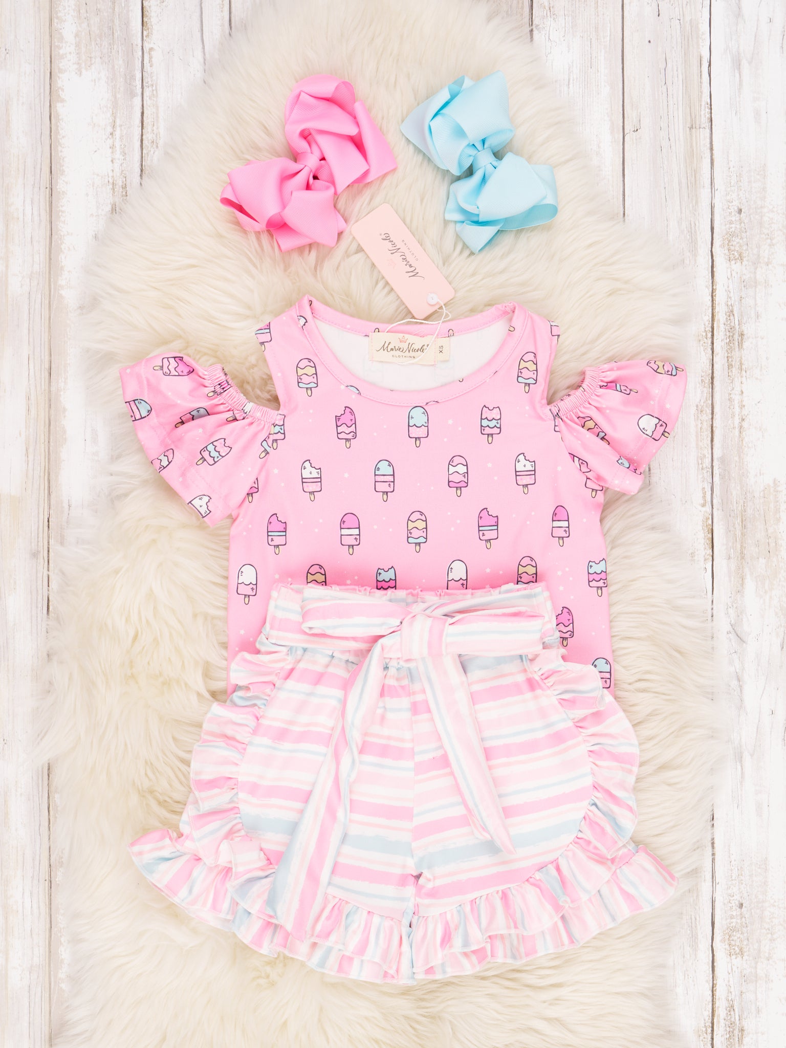 Pink Popsicle Ruffle Outfit - Marie Nicole Clothing