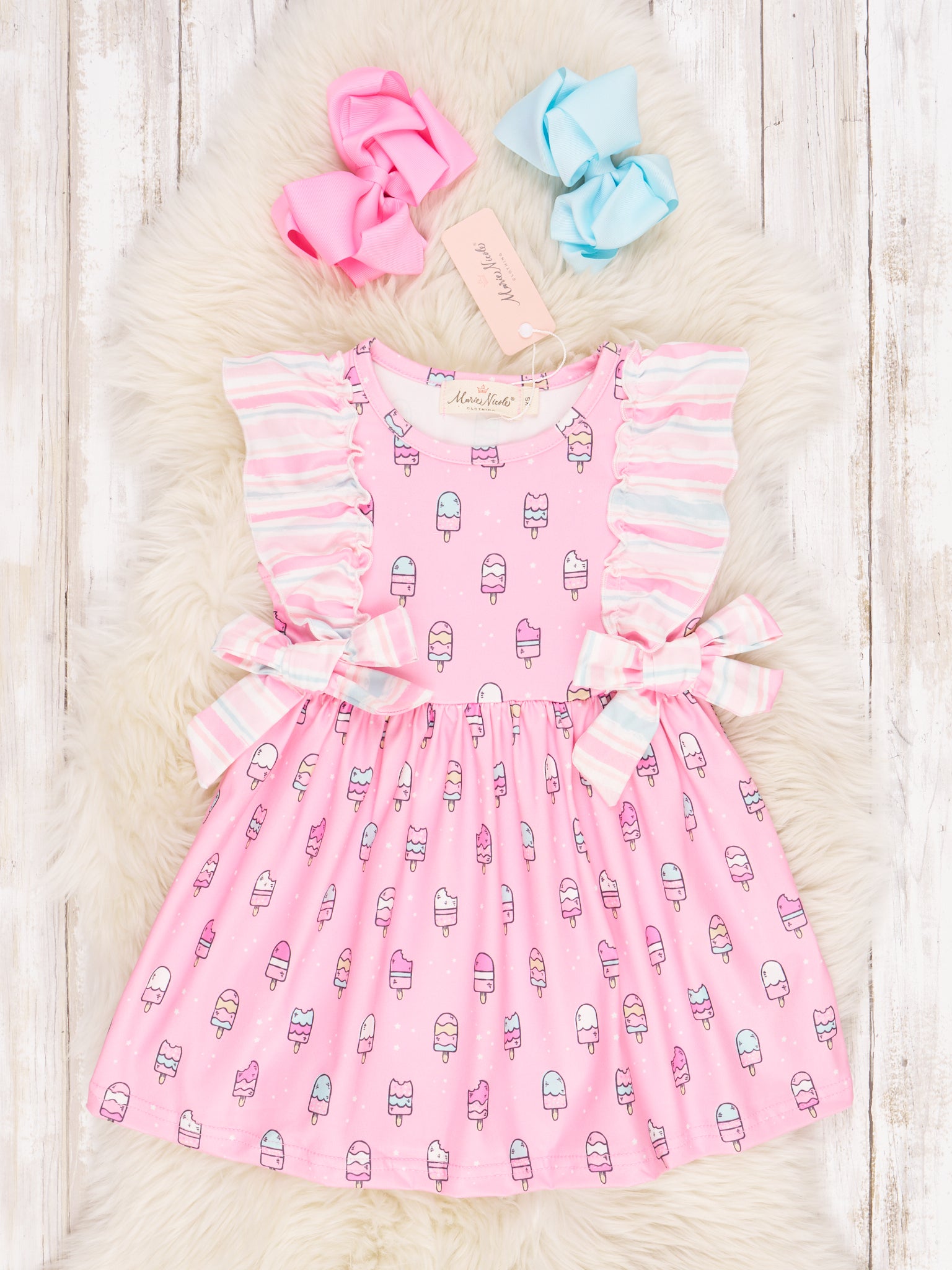 Pink Popsicle Ruffle Dress - Marie Nicole Clothing