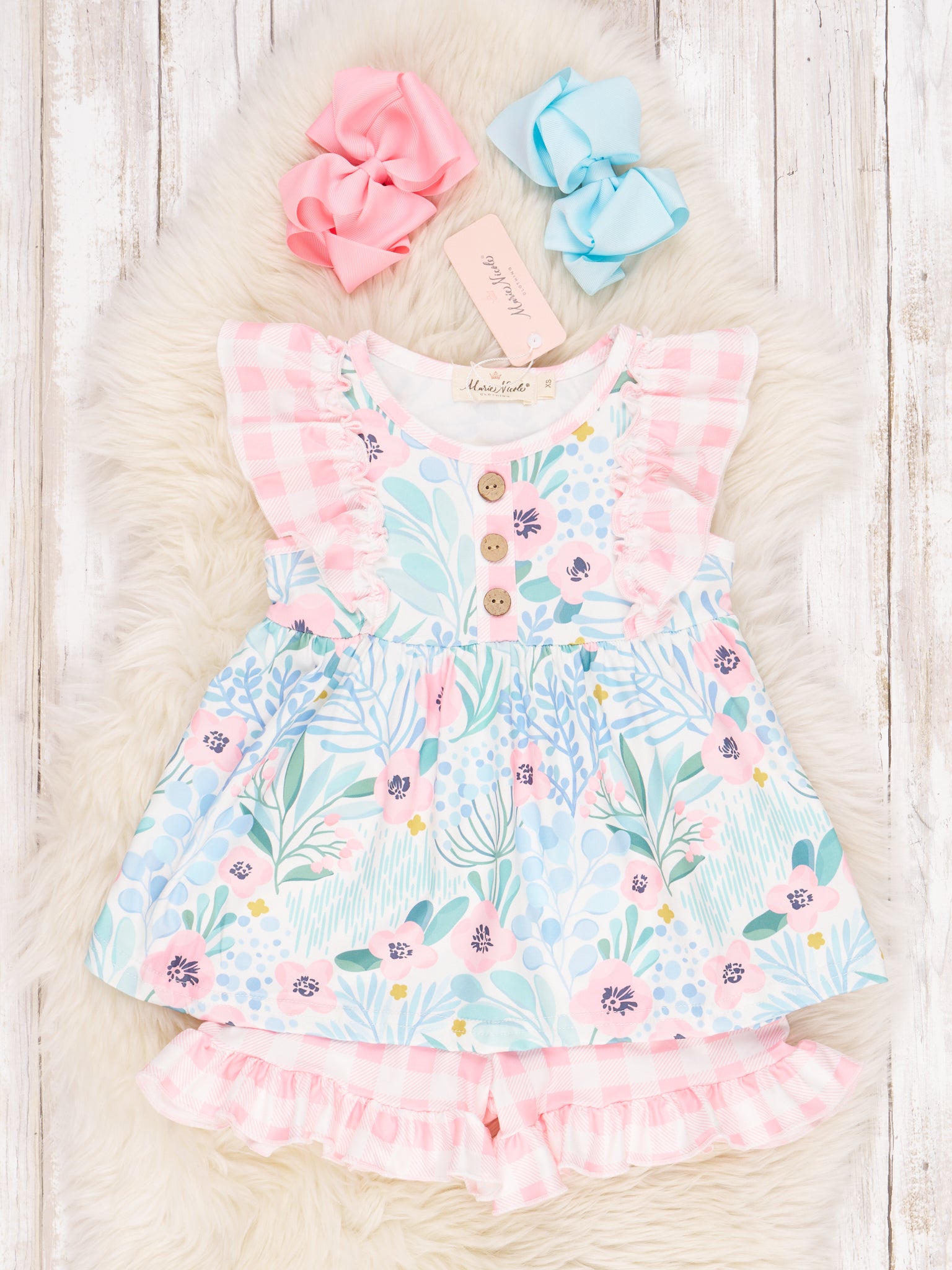 Anemone Gingham Ruffle Outfit - Marie Nicole Clothing