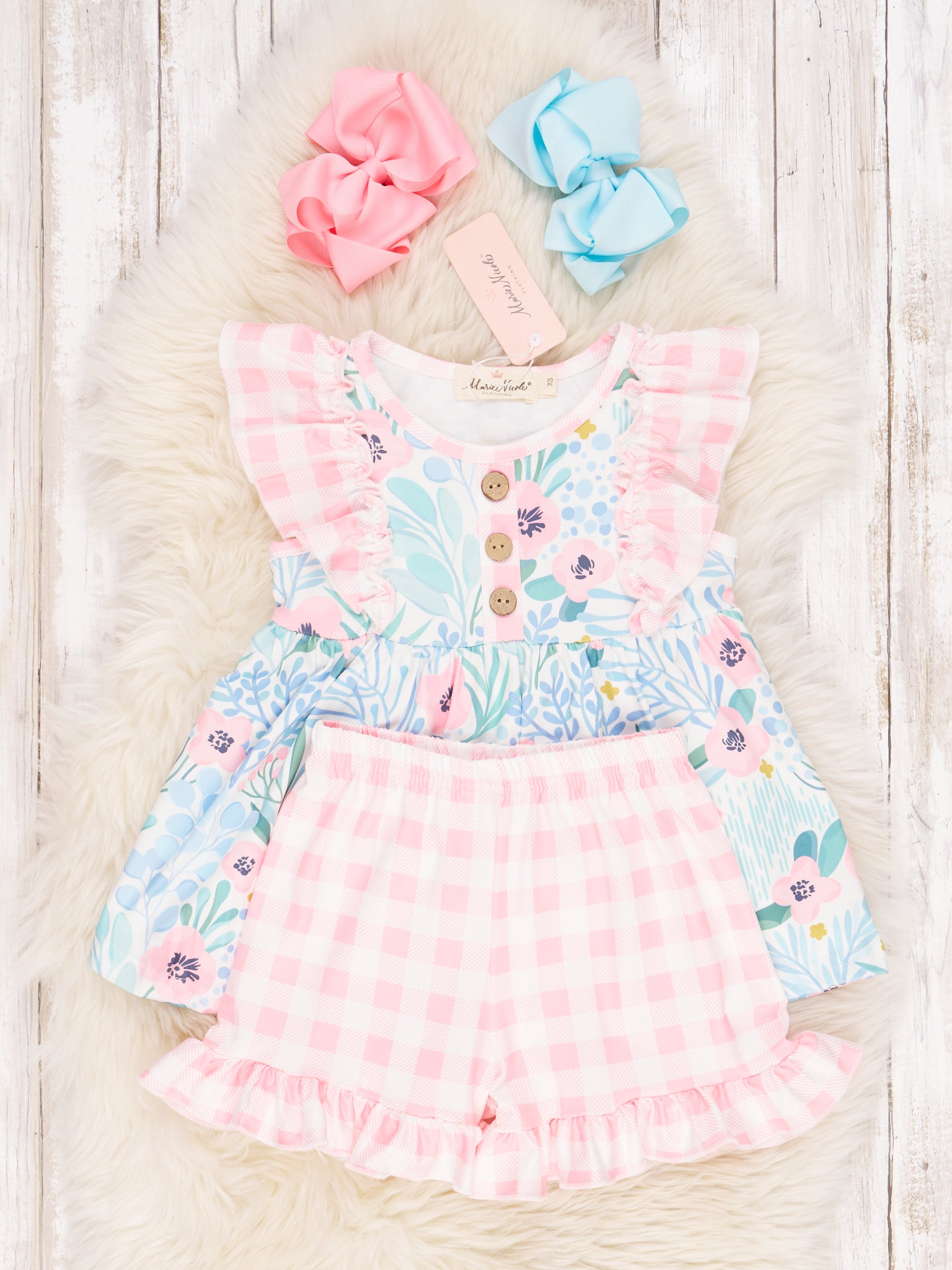 Anemone Gingham Ruffle Outfit - Marie Nicole Clothing