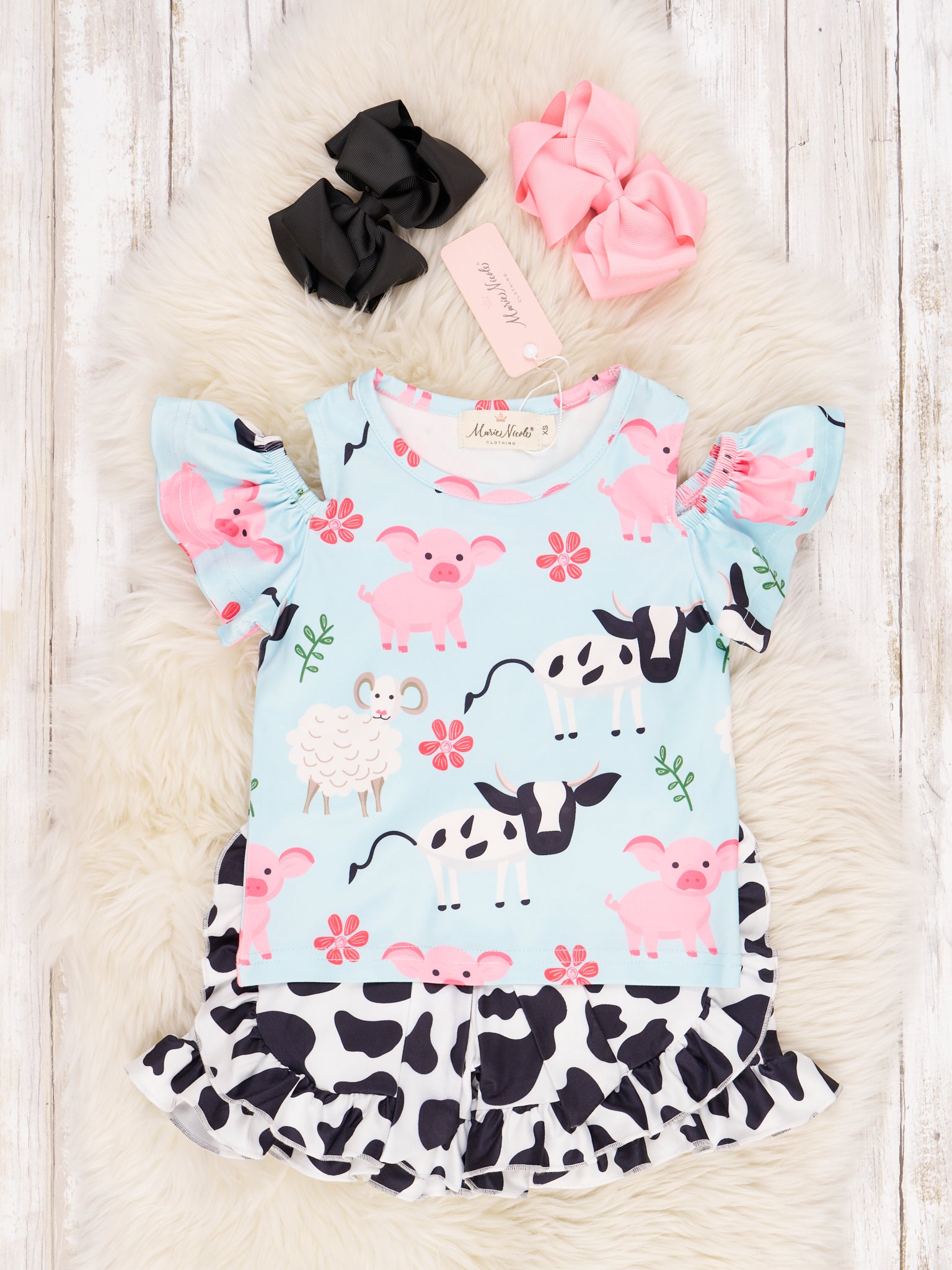 Farm Animal Ruffle Outfit - Marie Nicole Clothing