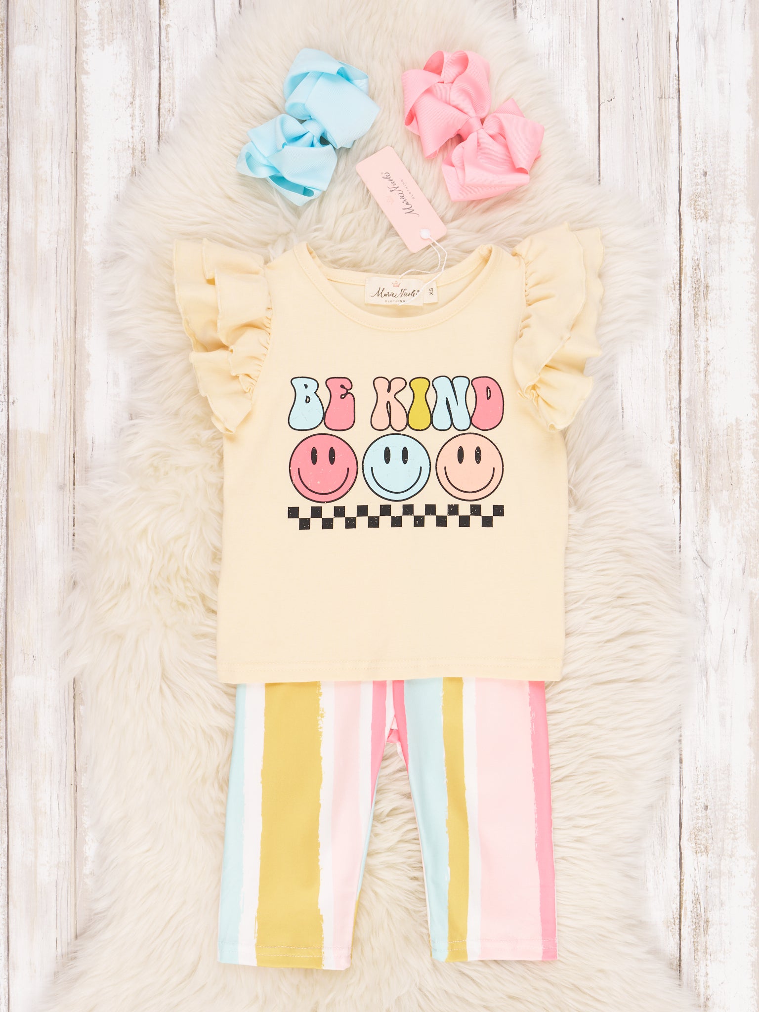 Retro "Be Kind" Ruffle Capri Outfit - Marie Nicole Clothing