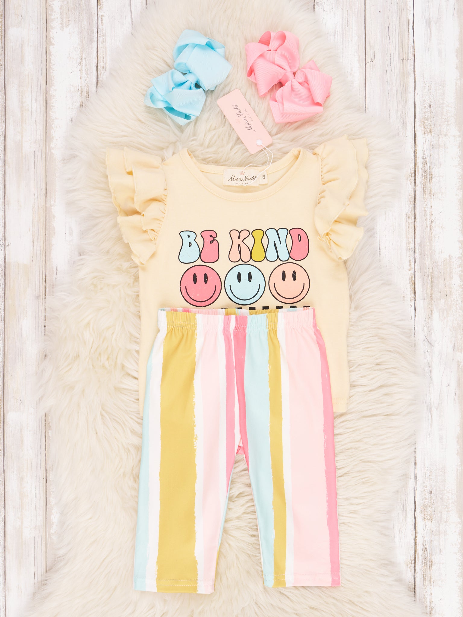 Retro "Be Kind" Ruffle Capri Outfit - Marie Nicole Clothing