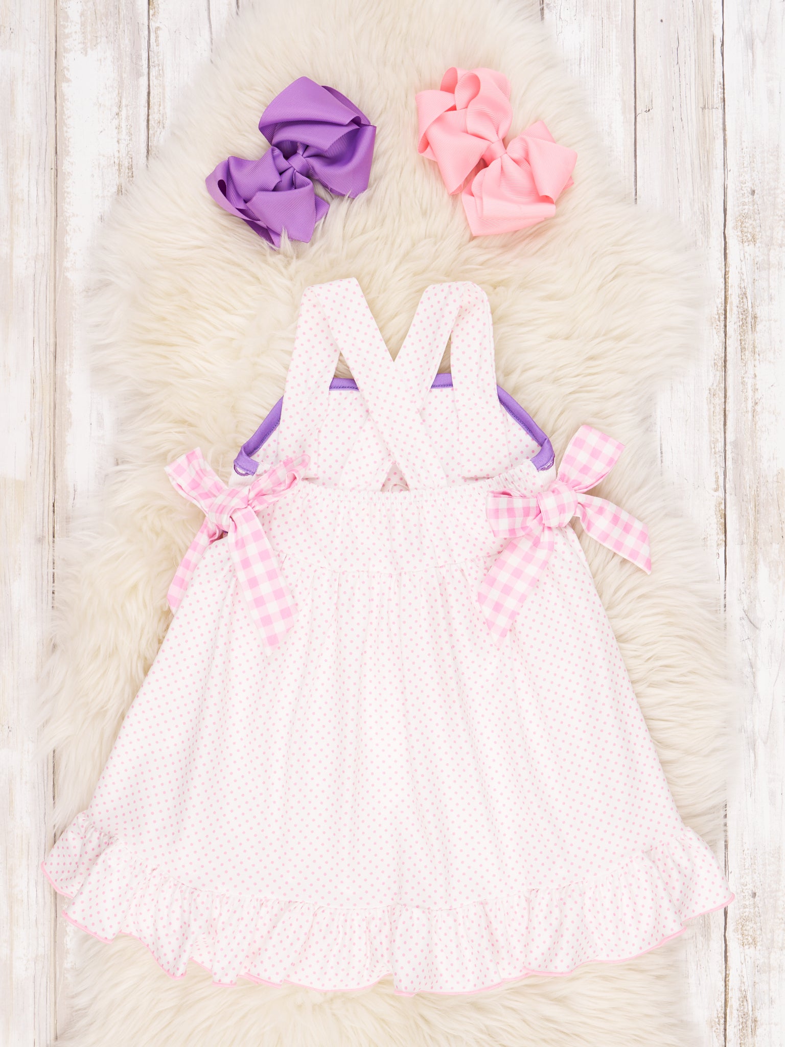 Smocked Butterfly Polka Dot Ruffle Dress - Marie Nicole Clothing