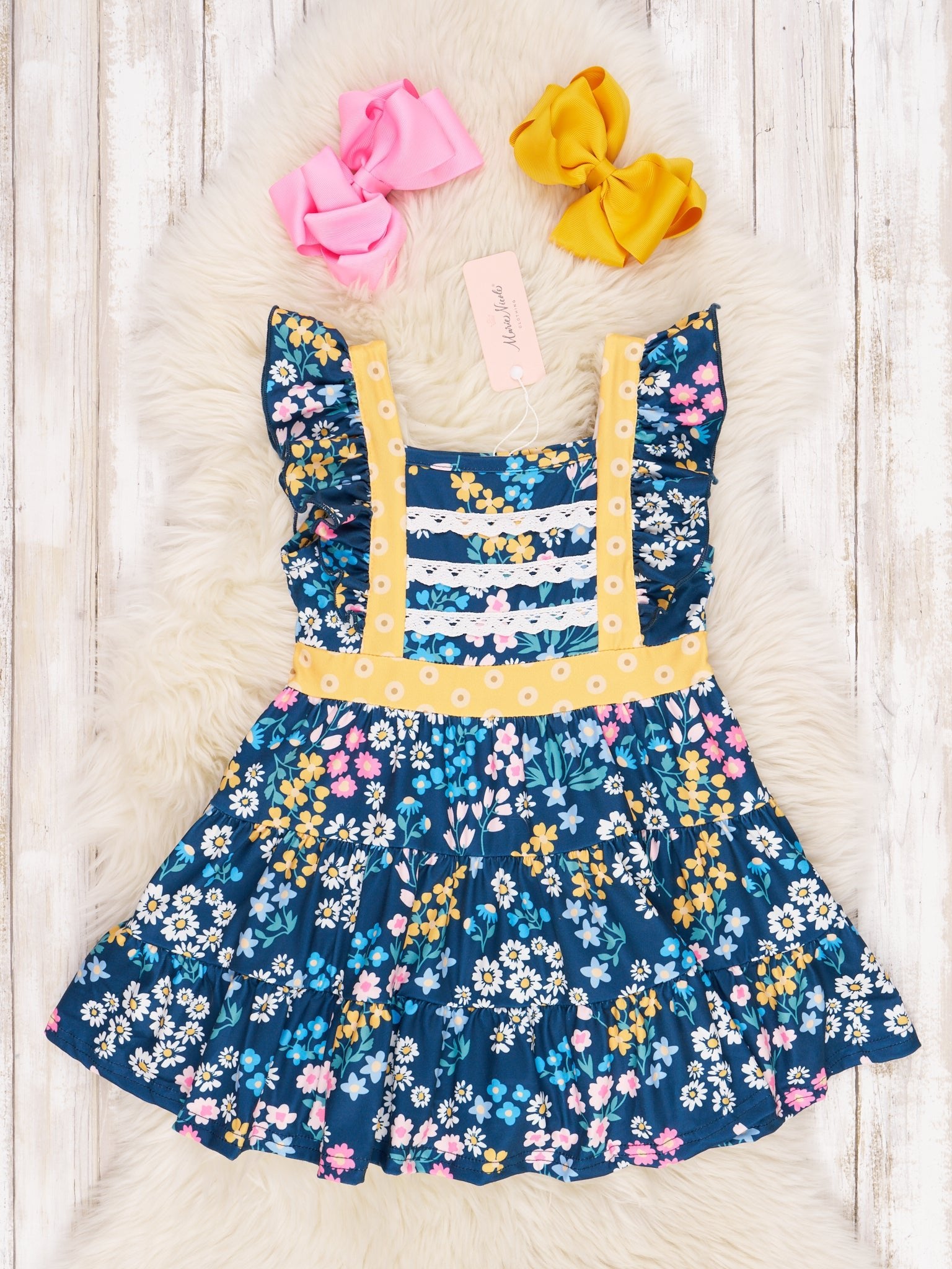 Ditsy Daisy Ruffle Dress - Marie Nicole Clothing