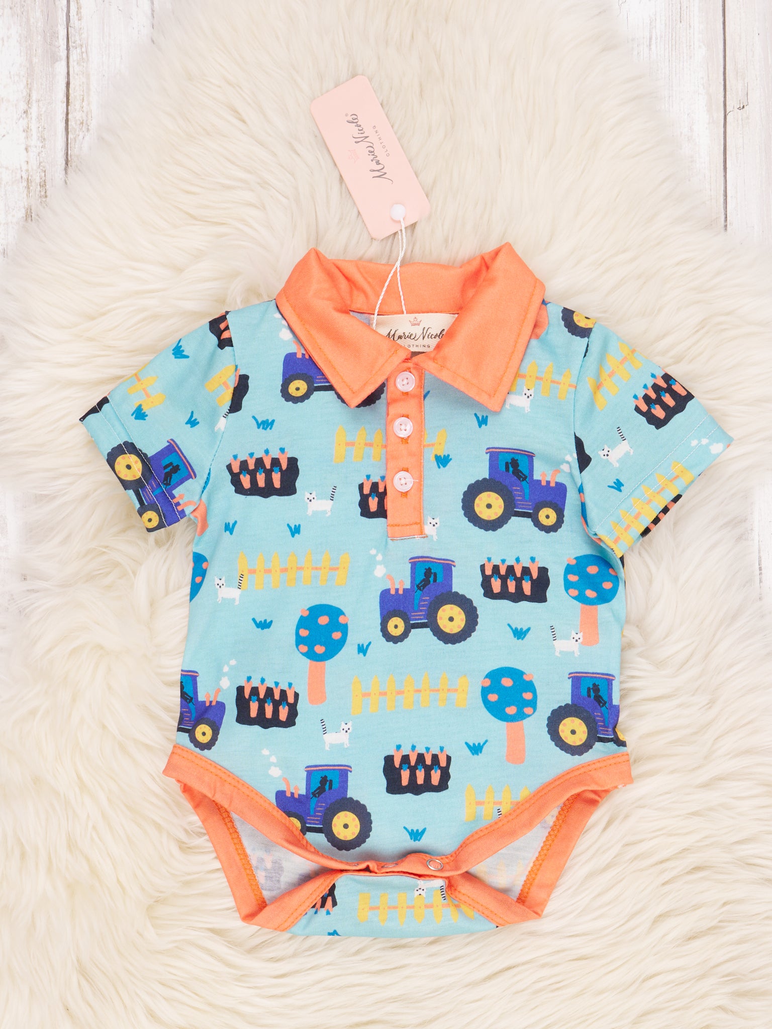 Farm Life Polo Romper - Marie Nicole Clothing