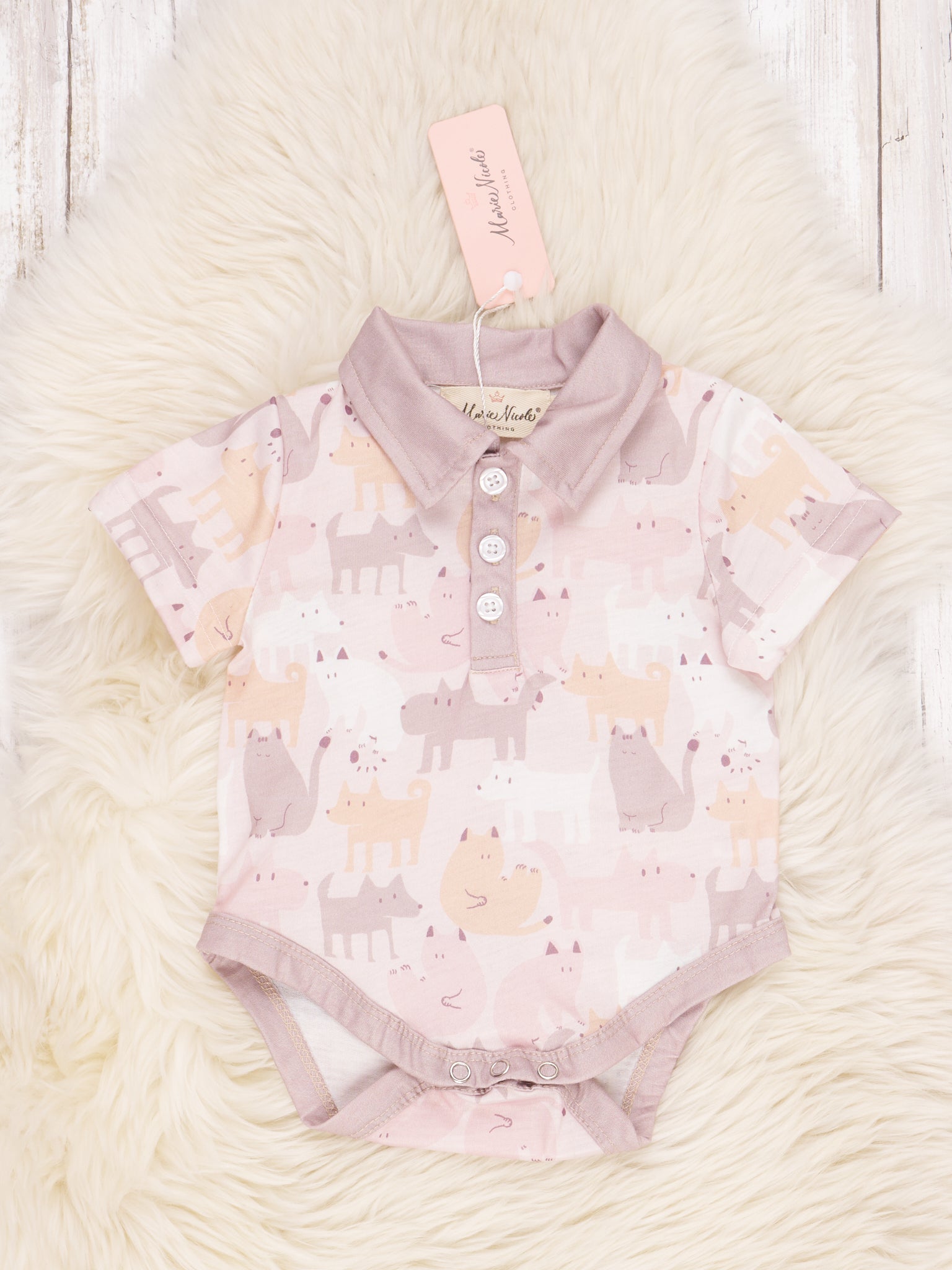 Animals Polo Romper - Marie Nicole Clothing