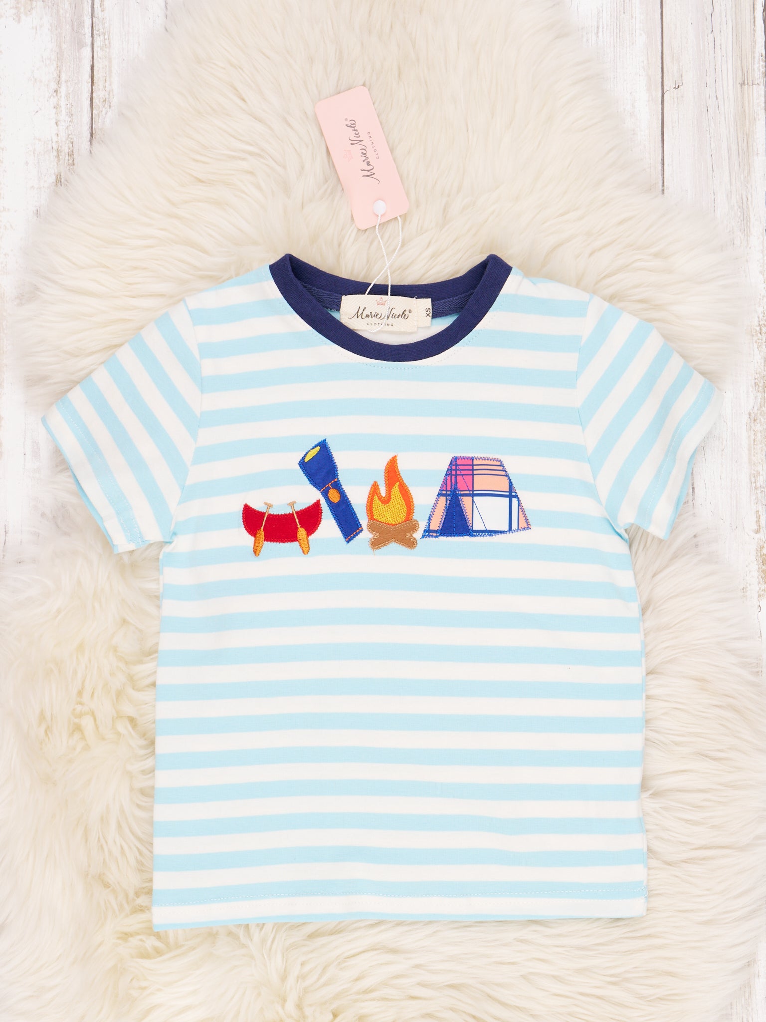 Blue Stripe Camping Shirt - Marie Nicole Clothing