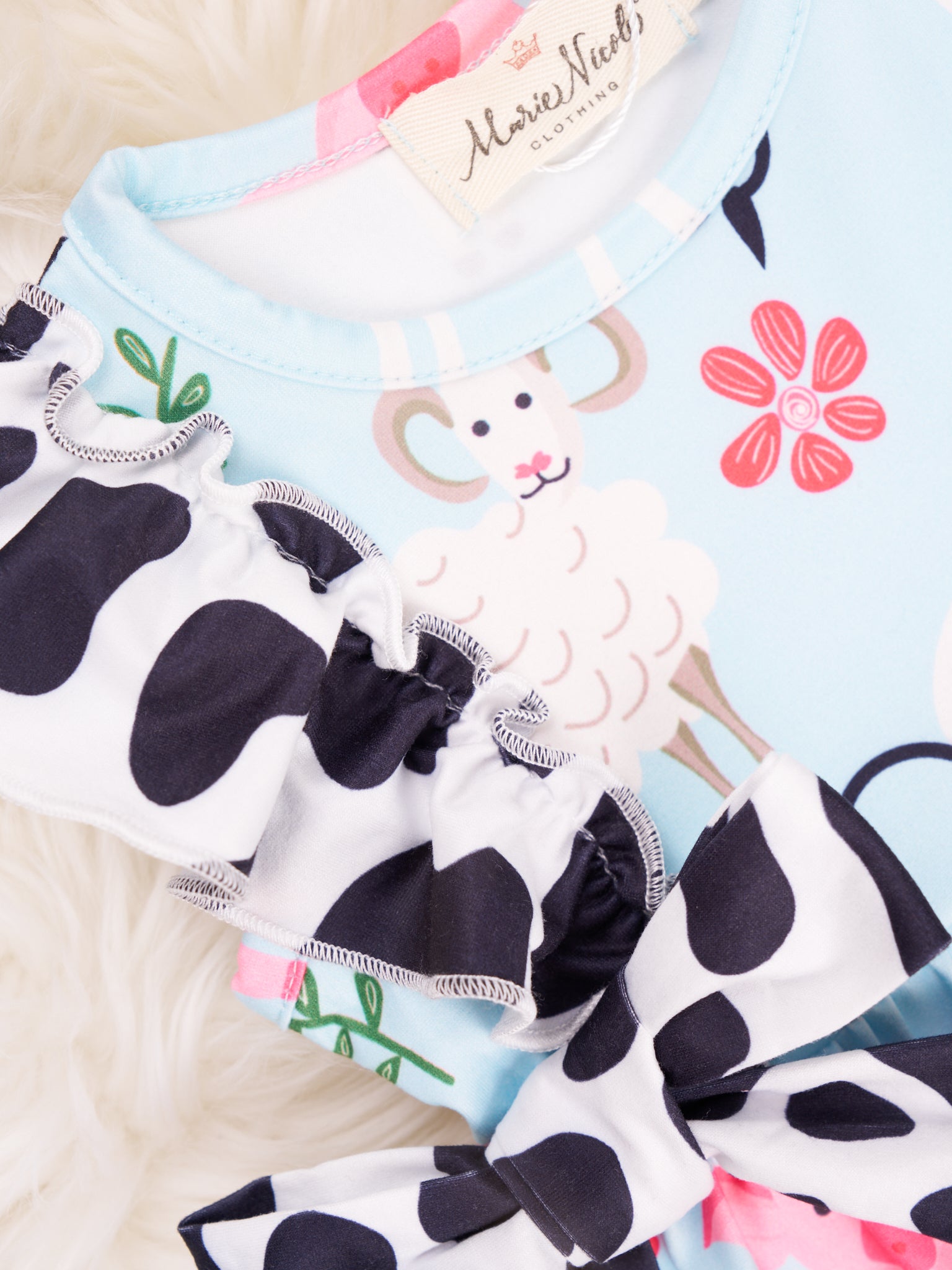 Farm Animal Ruffle Romper - Marie Nicole Clothing