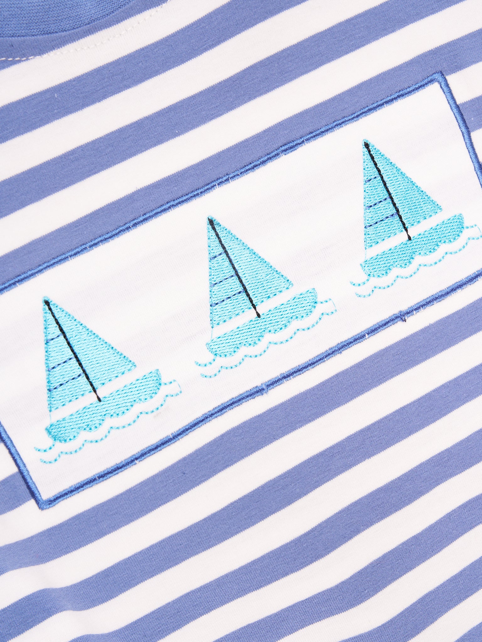 Smocked Stripe Sail Boat Shirt - Marie Nicole Clothing