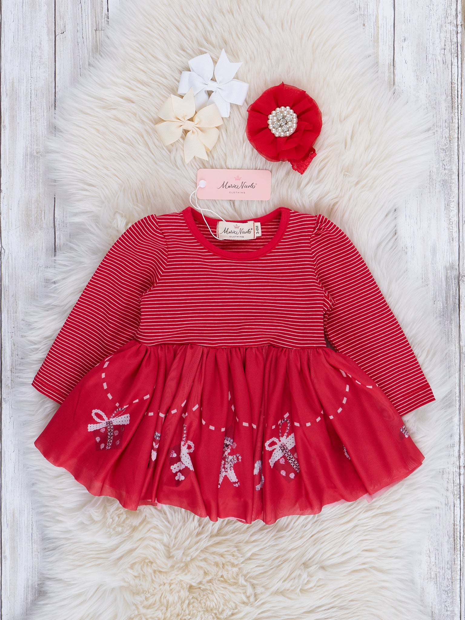 Red & Silver Sparkle Jolly Pleated Peplum Romper - Marie Nicole Clothing