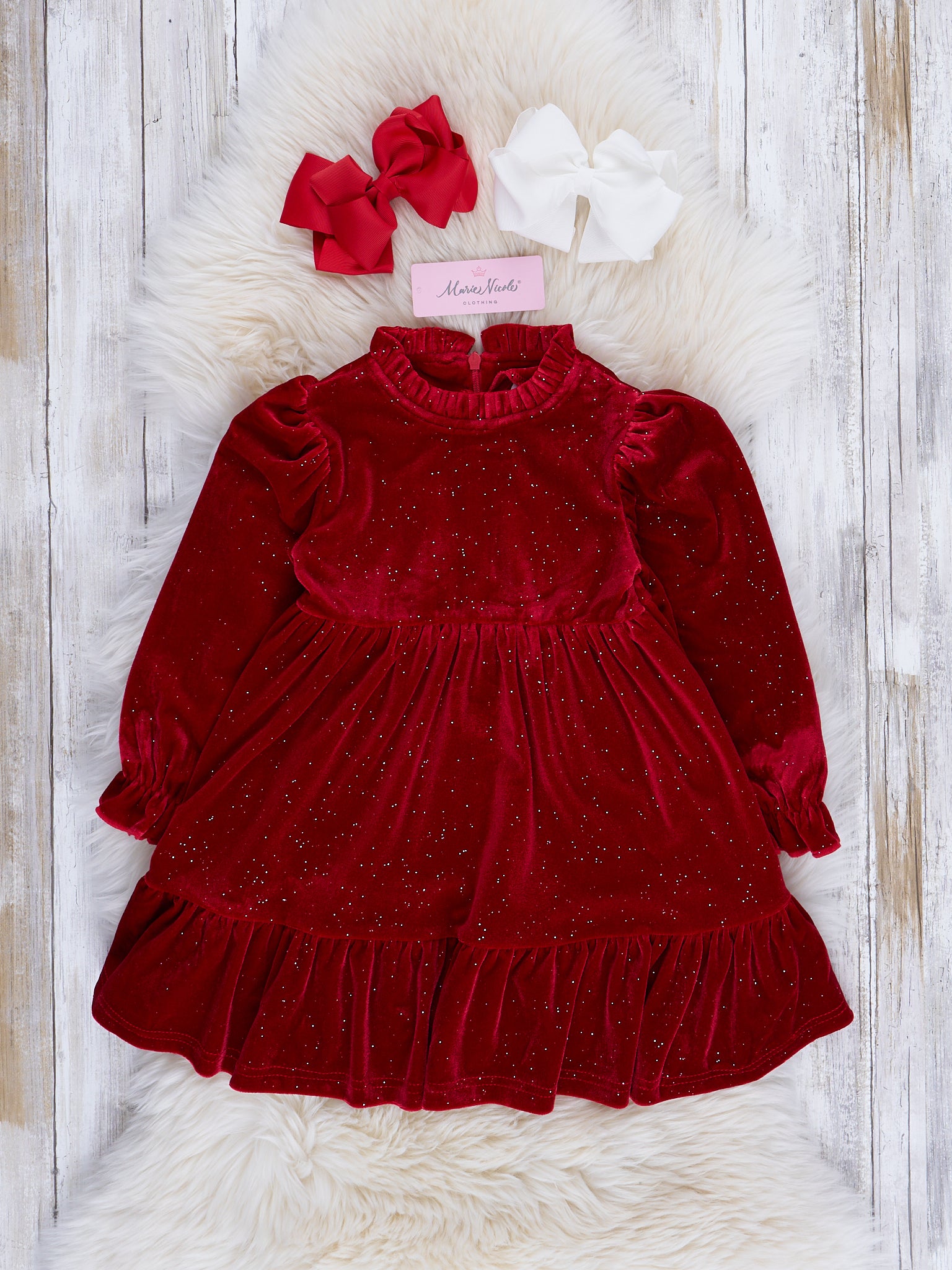 Red Velvet Dress - Marie Nicole Clothing