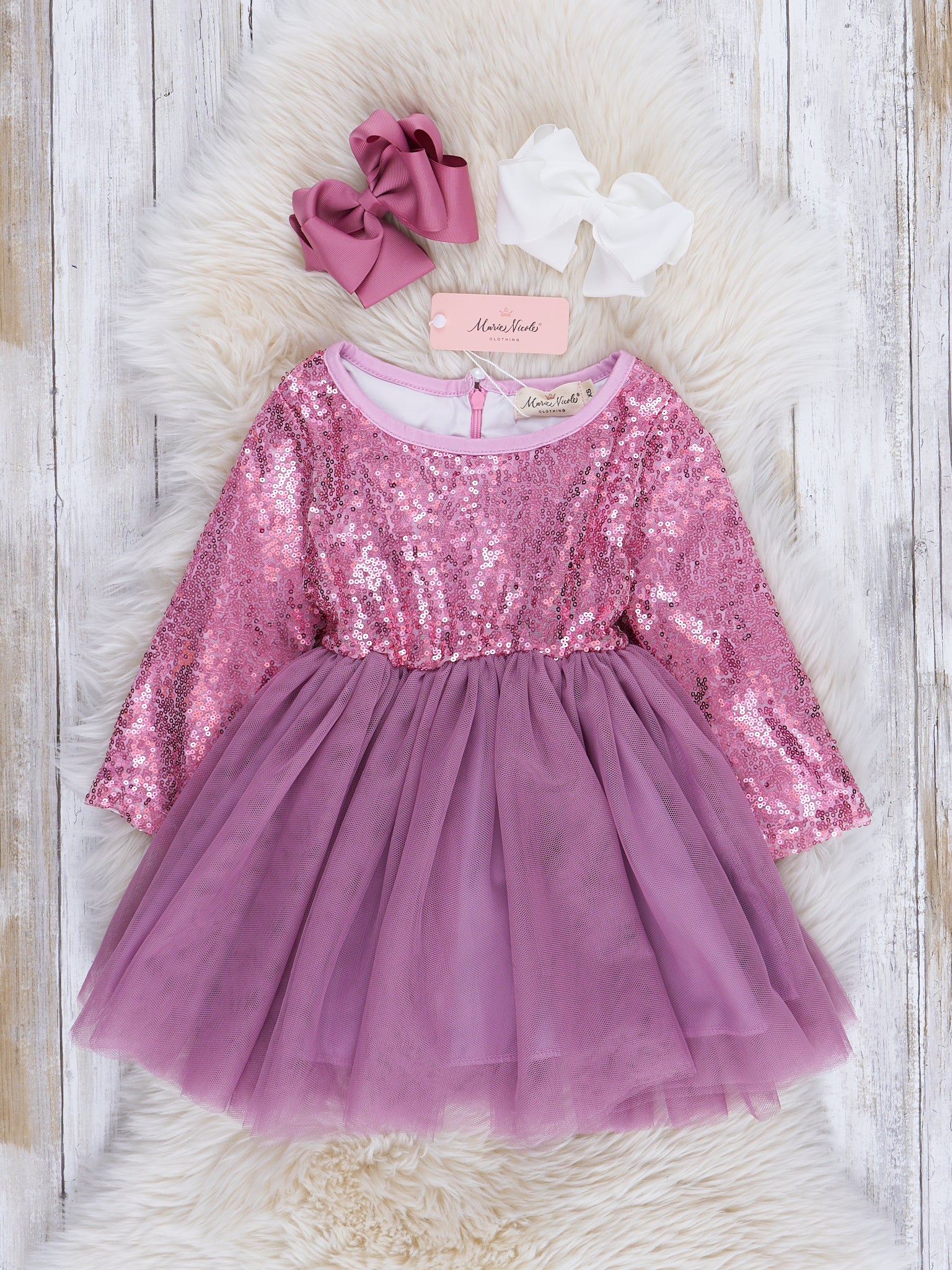 Deep Rose Sparkle Party Tulle Dress - Marie Nicole Clothing