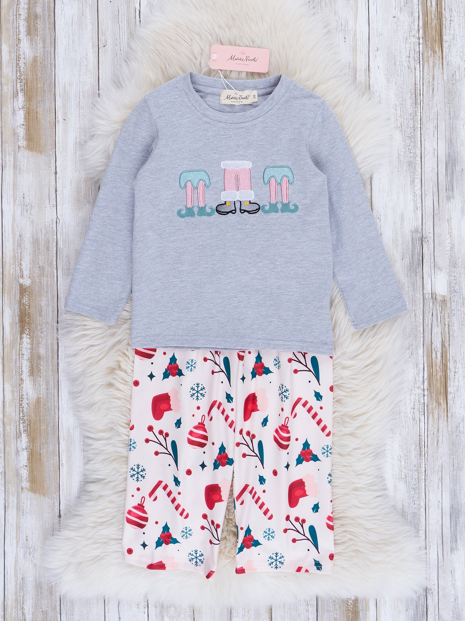 Grey Embroidered Little Elves Outfit - Marie Nicole Clothing