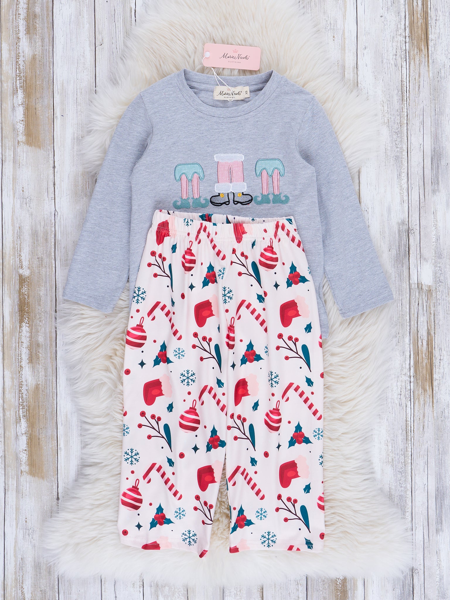 Grey Embroidered Little Elves Outfit - Marie Nicole Clothing