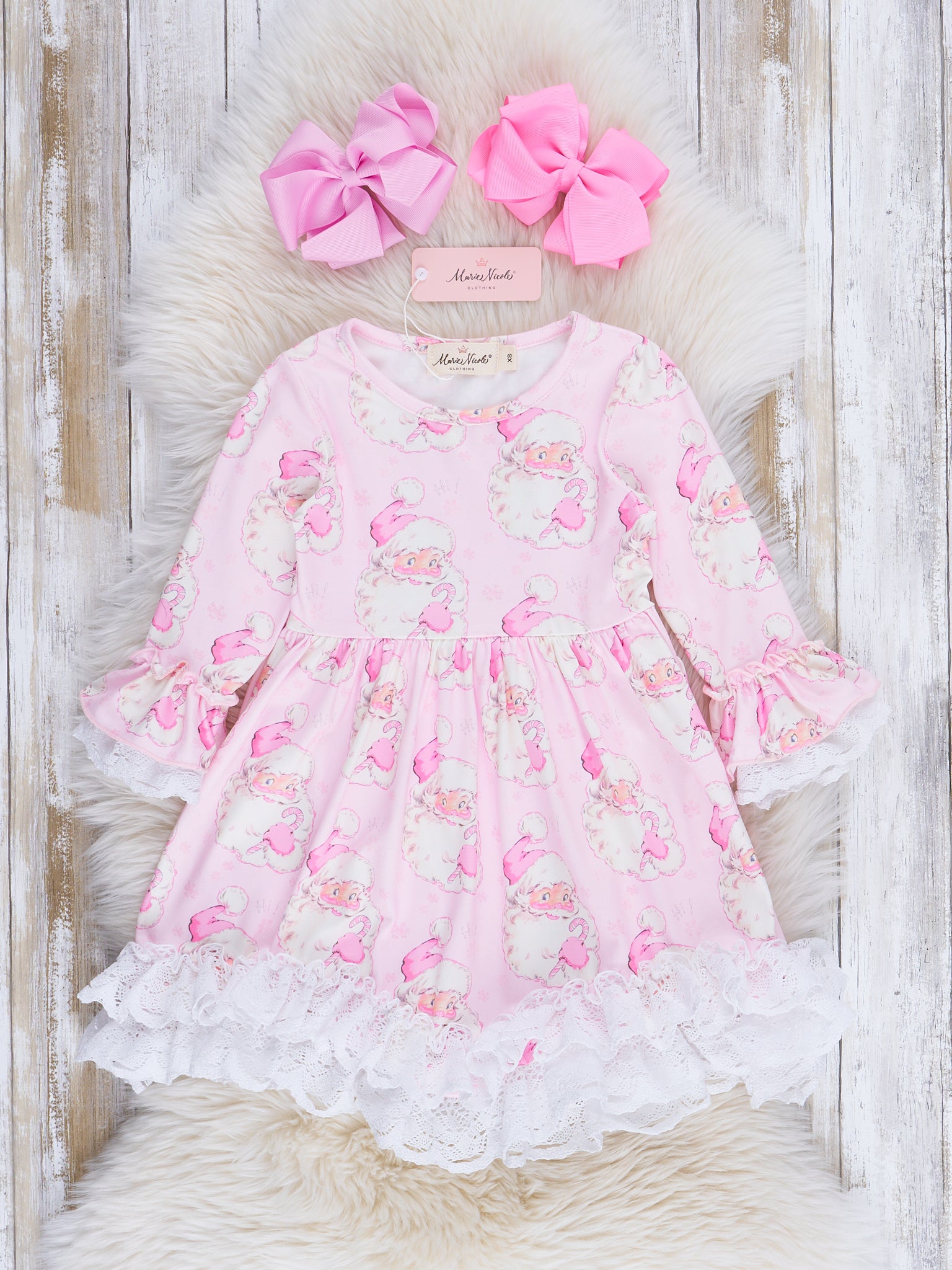 Pink Sweet Santa Lace Dress - Marie Nicole Clothing