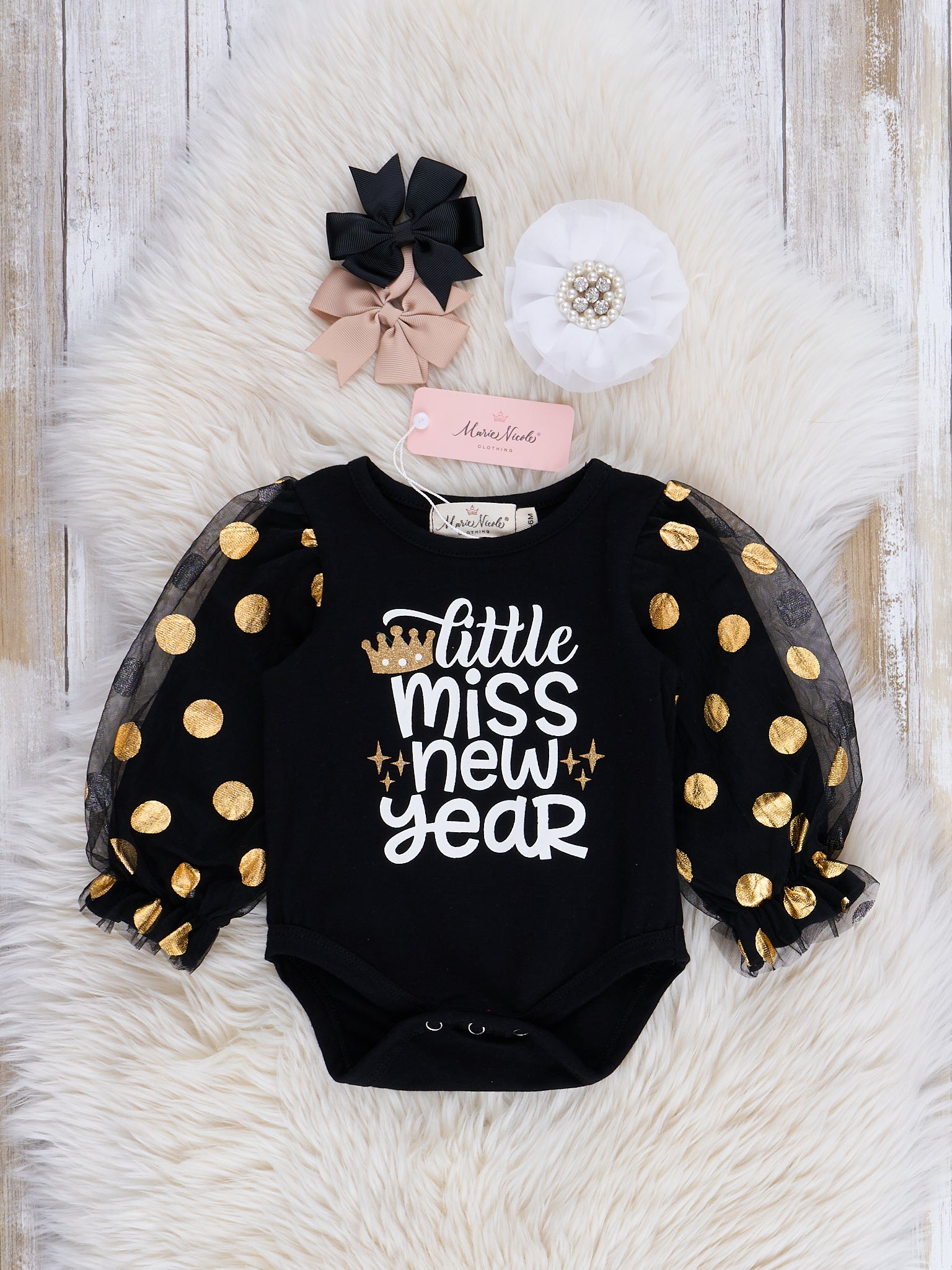 Gold Dots New Year Bubble Romper - Marie Nicole Clothing