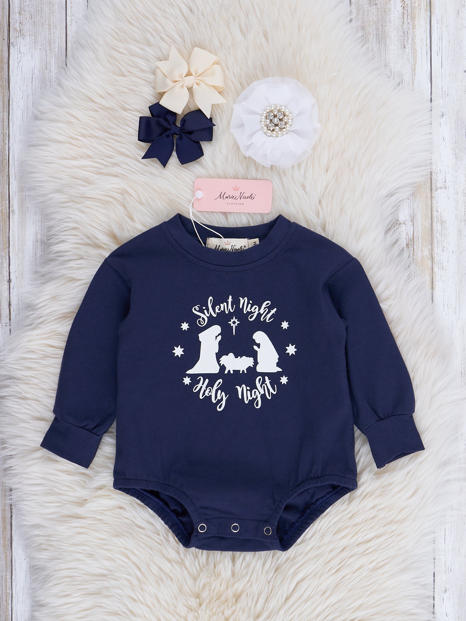Mom & Me Navy "Silent Night" Crew Neck Shirt - Marie Nicole Clothing