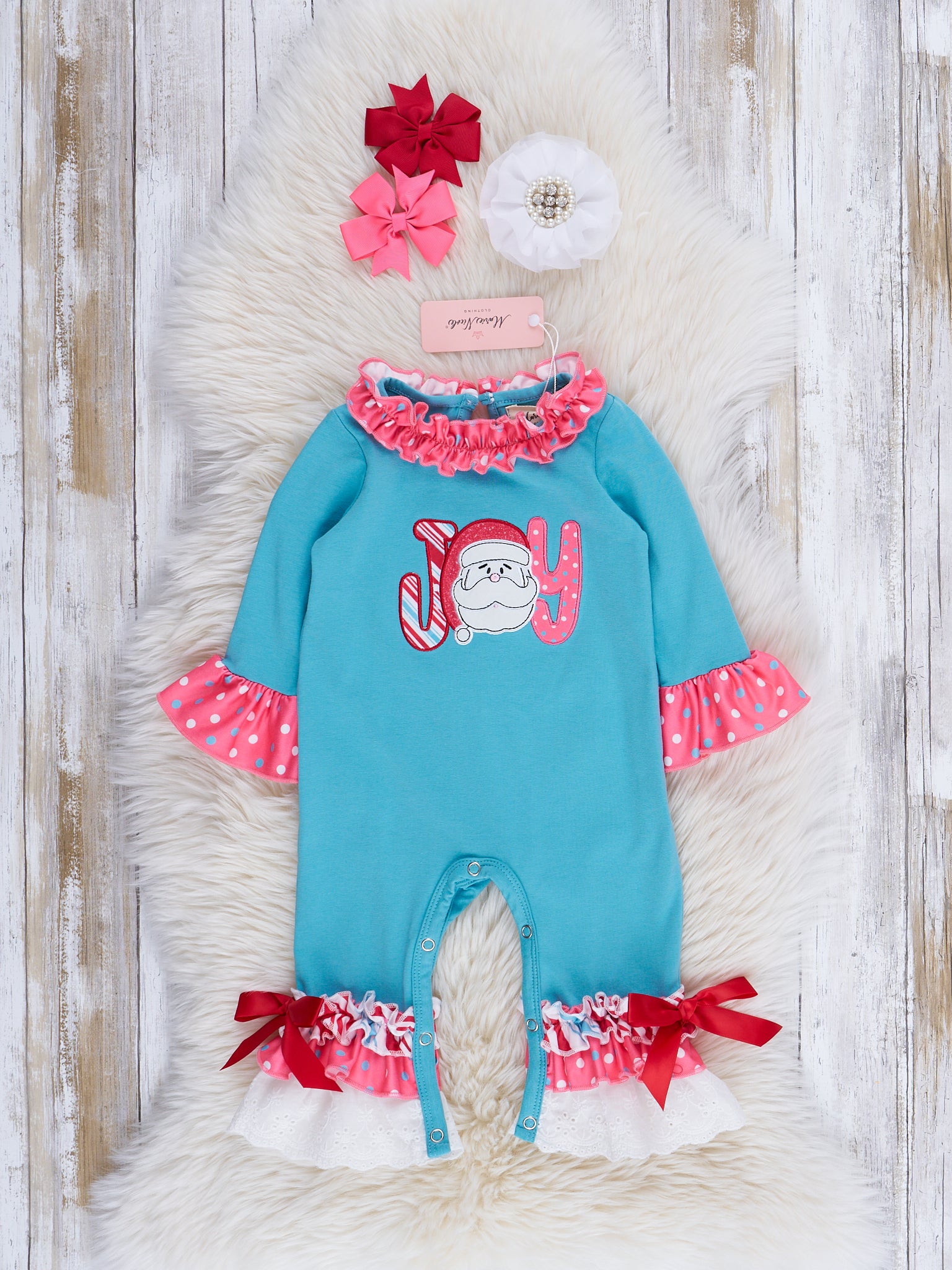 Candy Stripe Joy Ruffle Romper - Marie Nicole Clothing