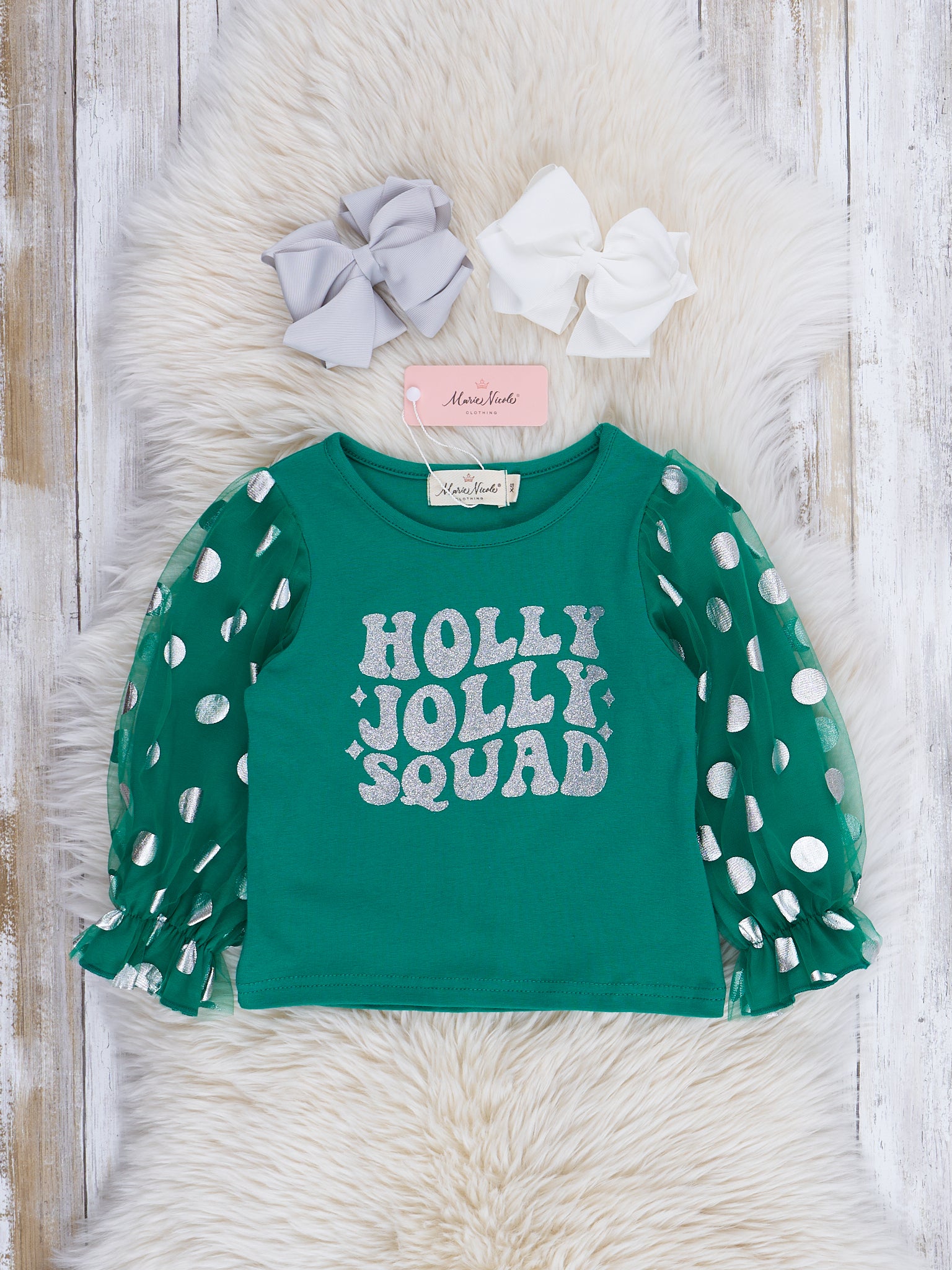Green Dots Holly Jolly Squad Shirt - Marie Nicole Clothing