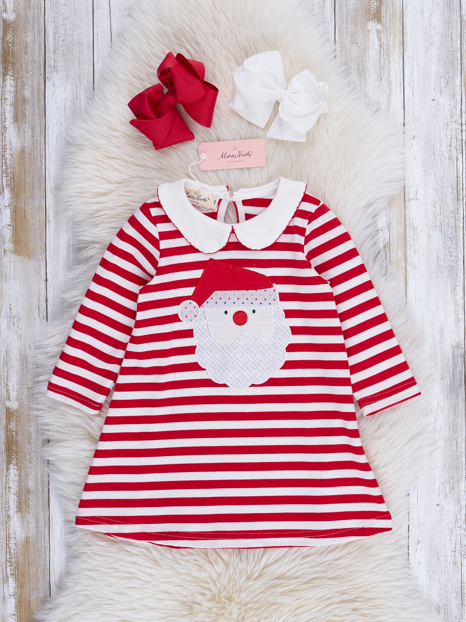 Striped Christmas Spirit Dress - Marie Nicole Clothing