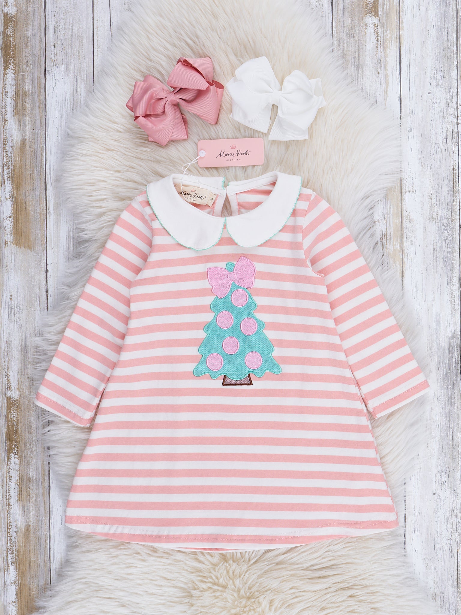 Striped Christmas Spirit Dress - Marie Nicole Clothing