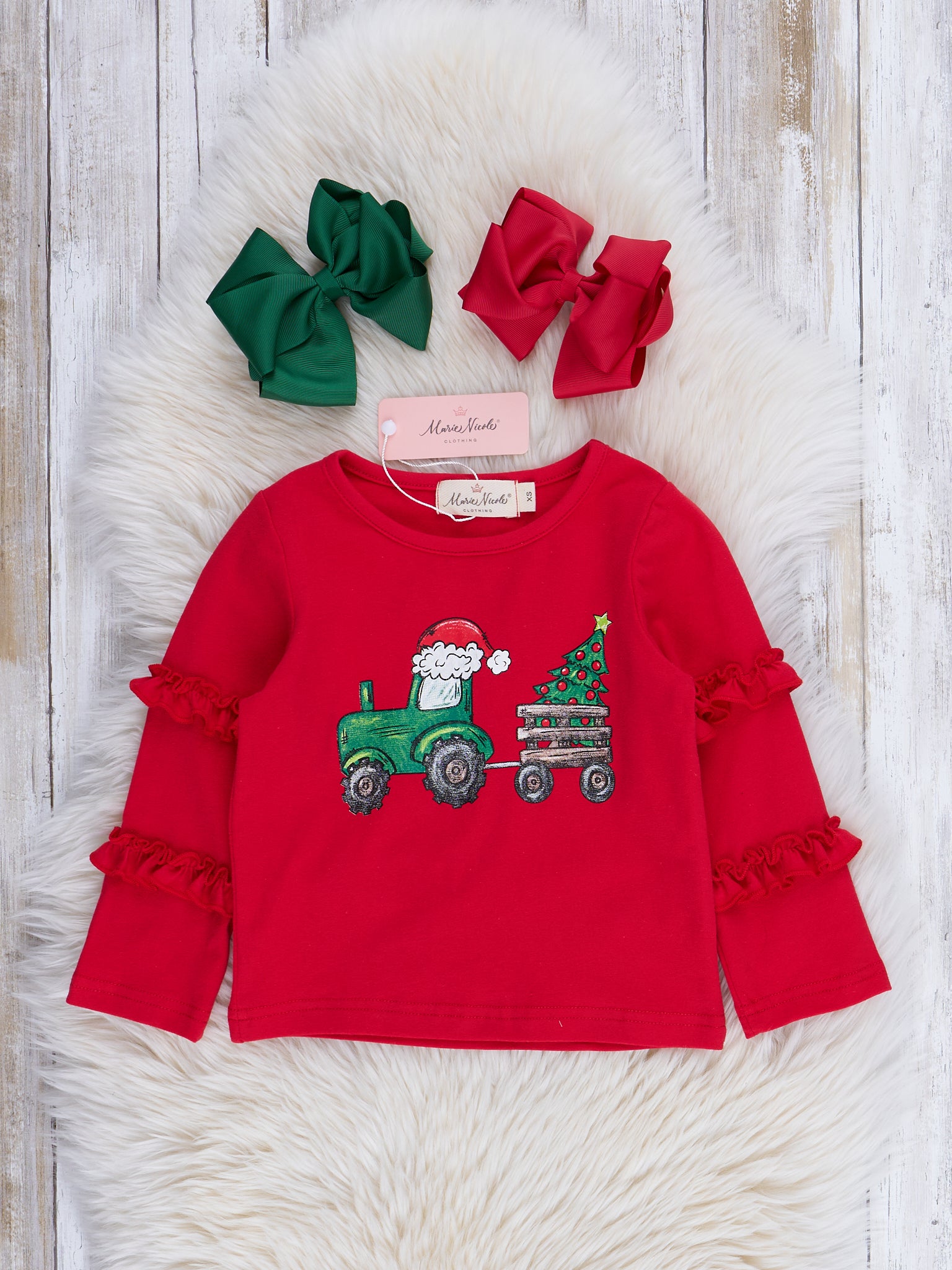 Christmas Tree Tractor Outfit w/ Tulle Skirt - Marie Nicole Clothing