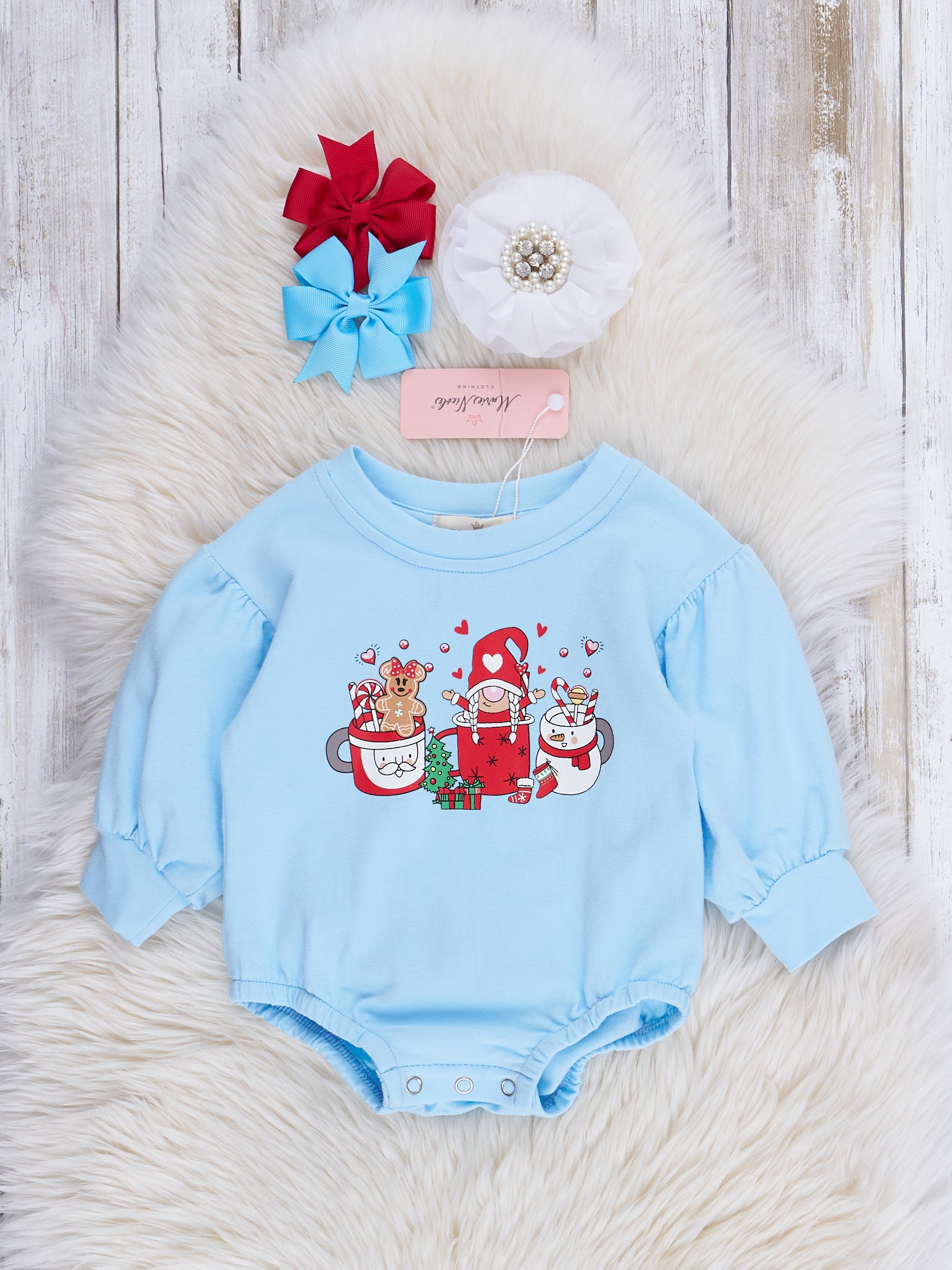 Holiday Time Romper Outfit w/ Tulle Skirt - Marie Nicole Clothing