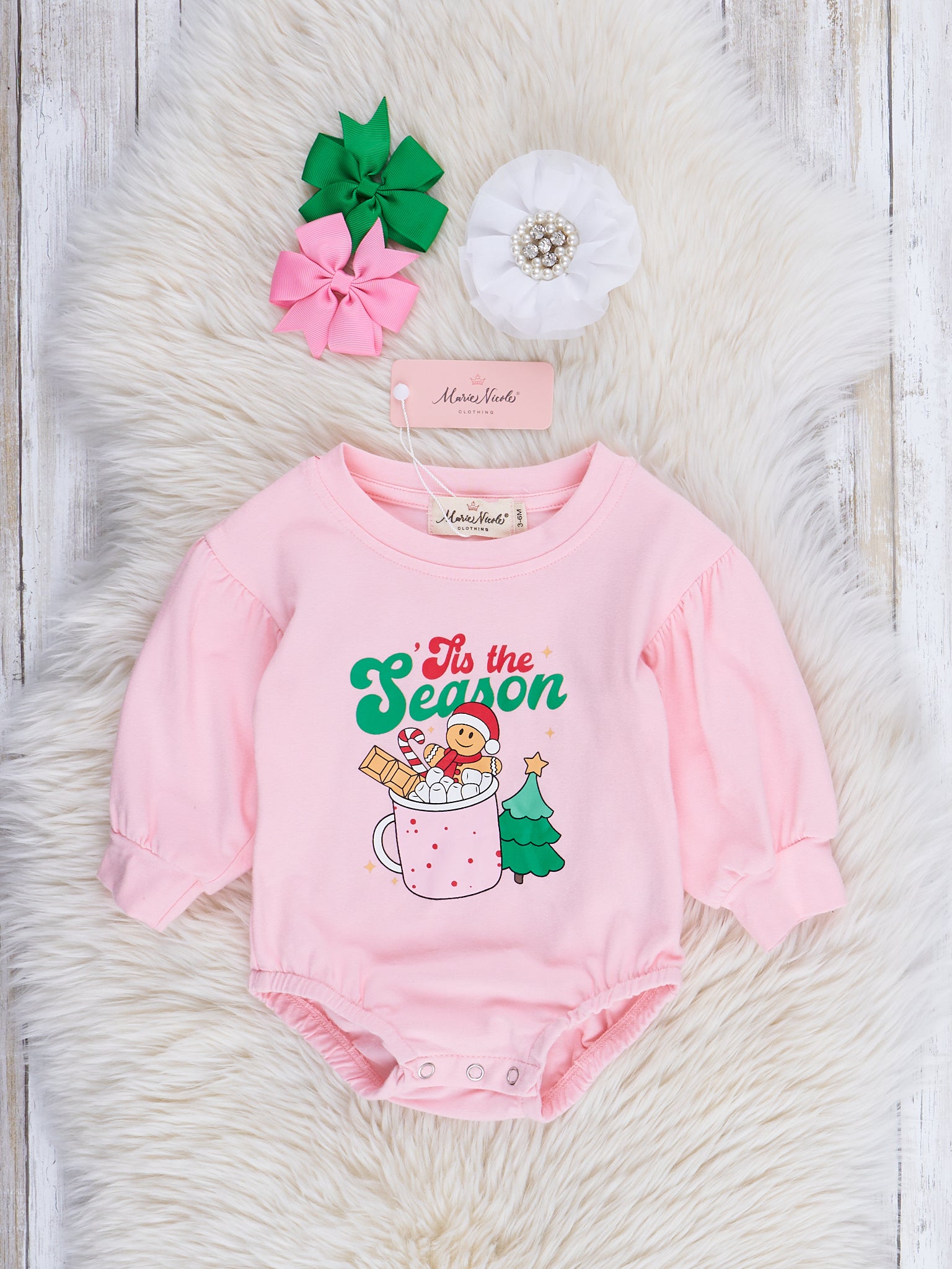 Holiday Time Romper Outfit w/ Tulle Skirt - Marie Nicole Clothing