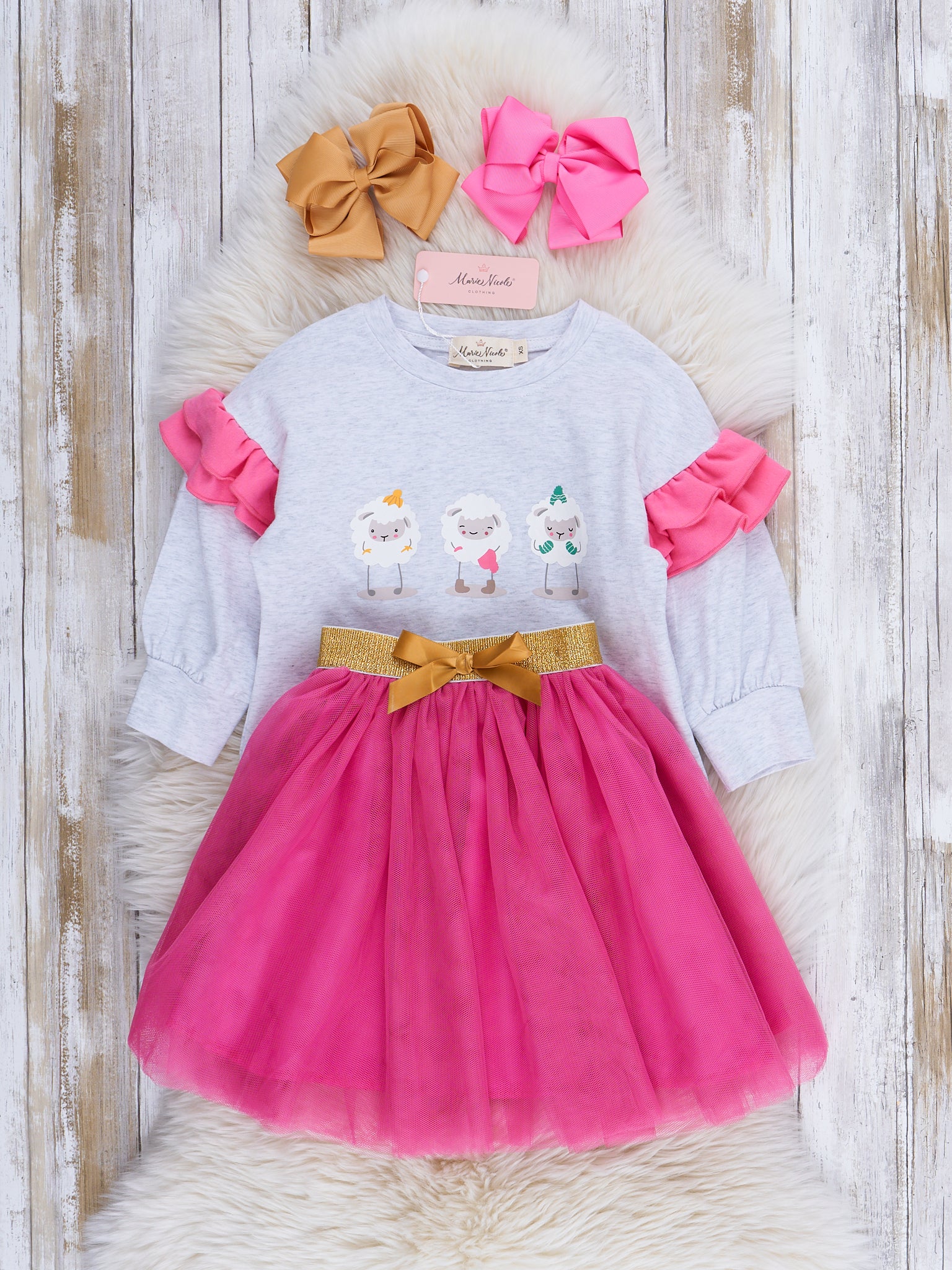 Magenta Ruffles Christmas Sheep Outfit - Marie Nicole Clothing