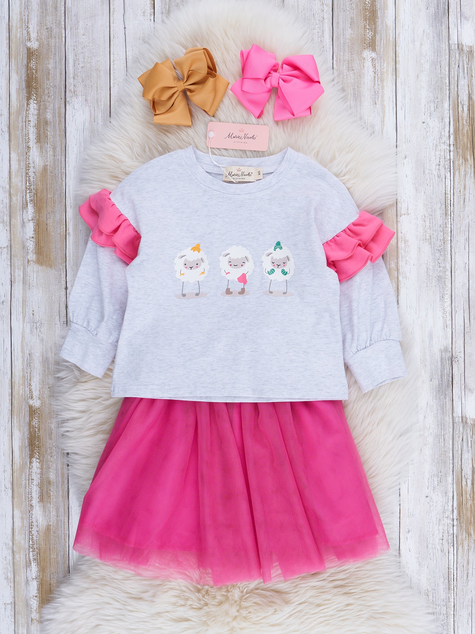 Magenta Ruffles Christmas Sheep Outfit - Marie Nicole Clothing