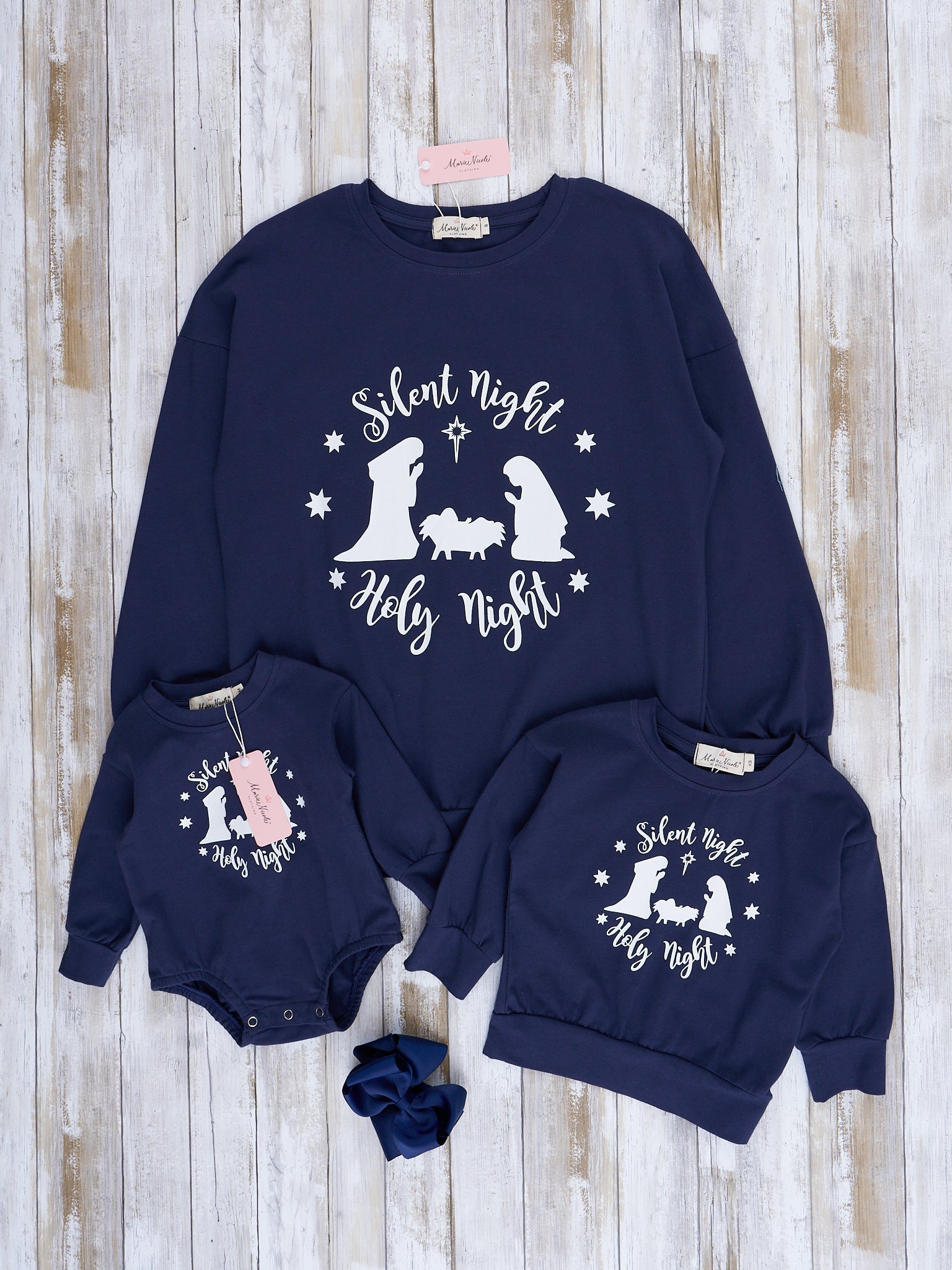 Mom & Me Navy "Silent Night" Crew Neck Shirt - Marie Nicole Clothing