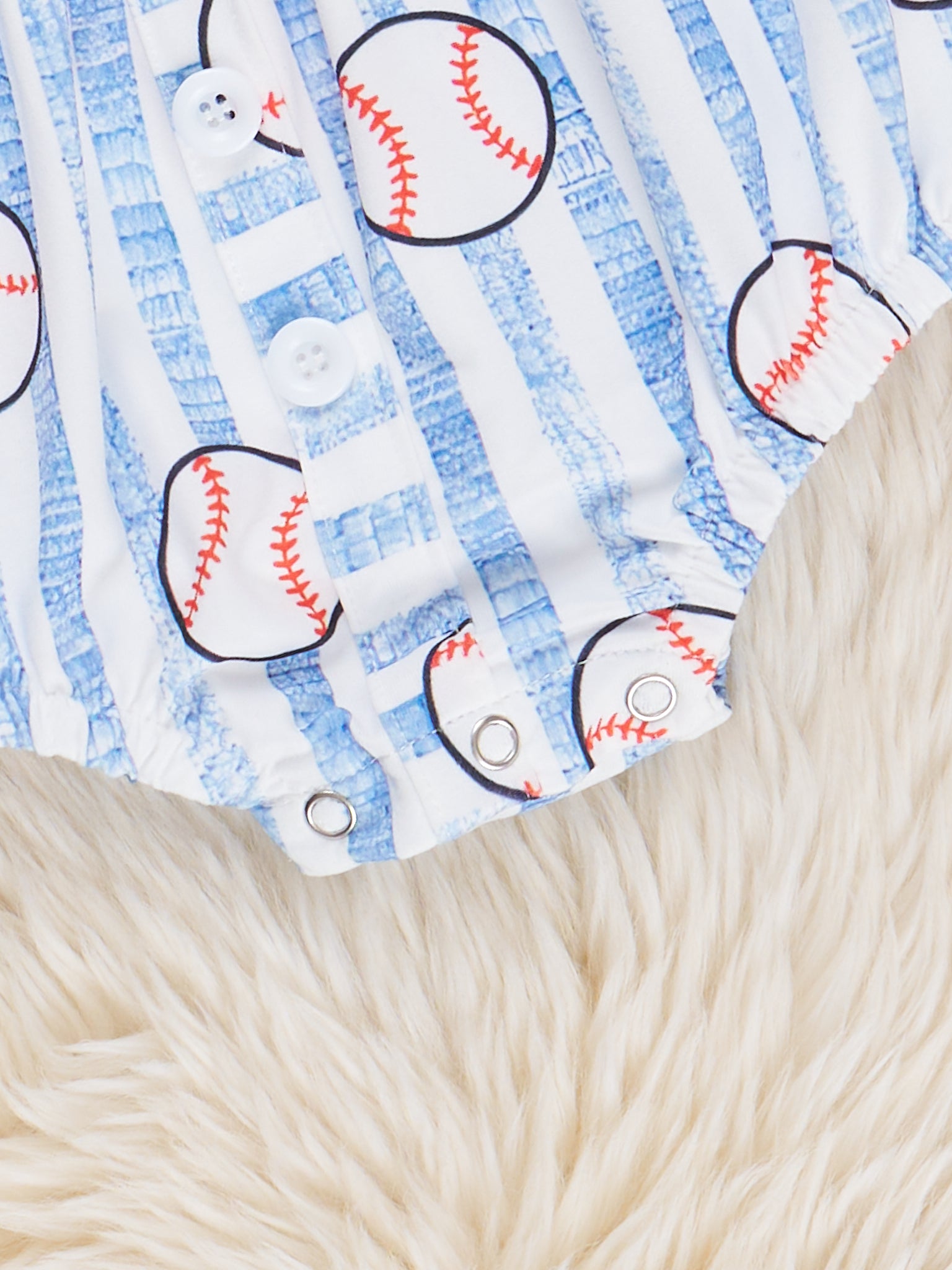 Little Striped Baseball Bubble Romper - Marie Nicole Clothing