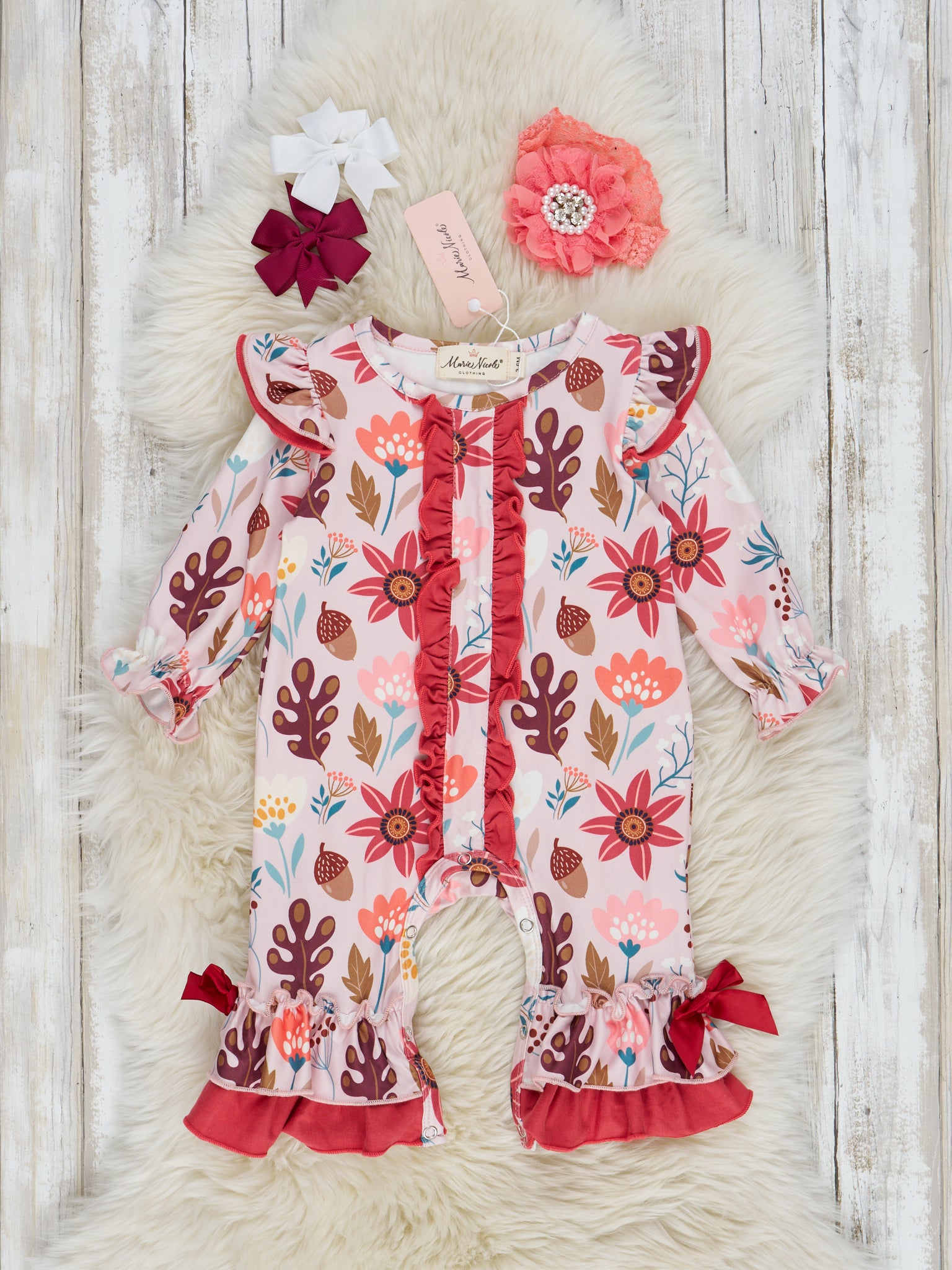 Ruby Floral Ruffle Romper - Marie Nicole Clothing