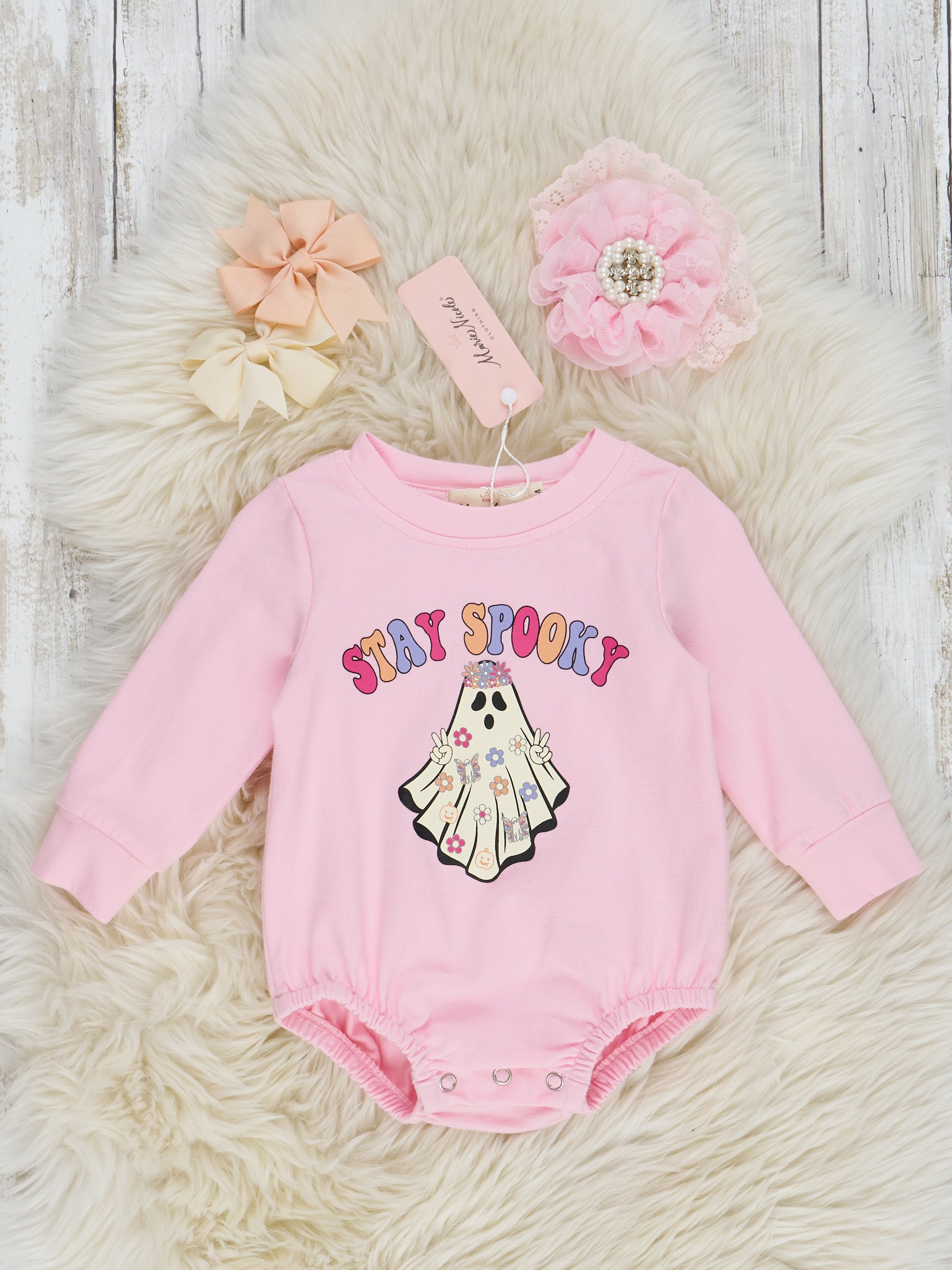 Light Pink "Stay Spooky" Romper - Marie Nicole Clothing