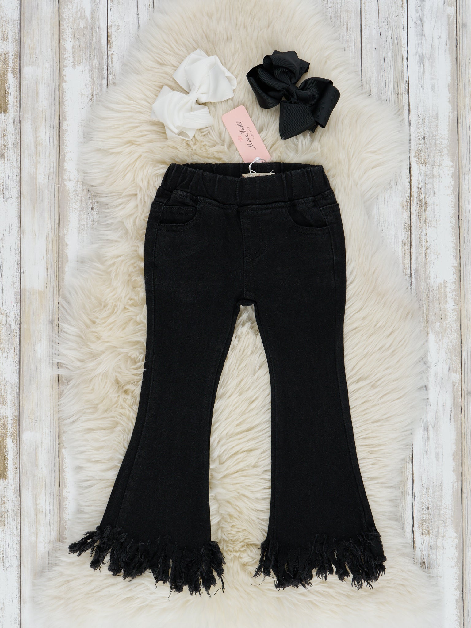 Fringe Hem Bell Bottom Pants - Marie Nicole Clothing