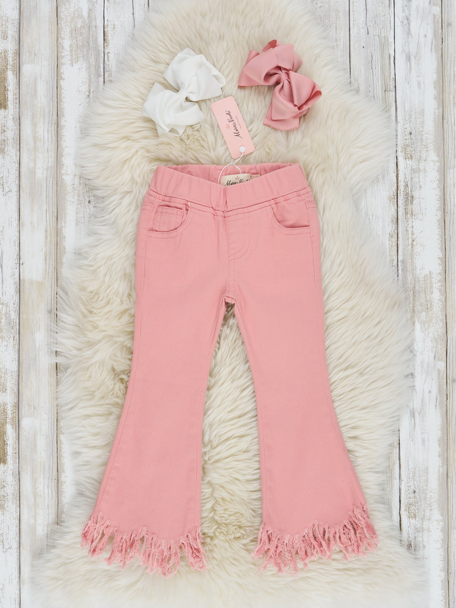 Fringe Hem Bell Bottom Pants - Marie Nicole Clothing