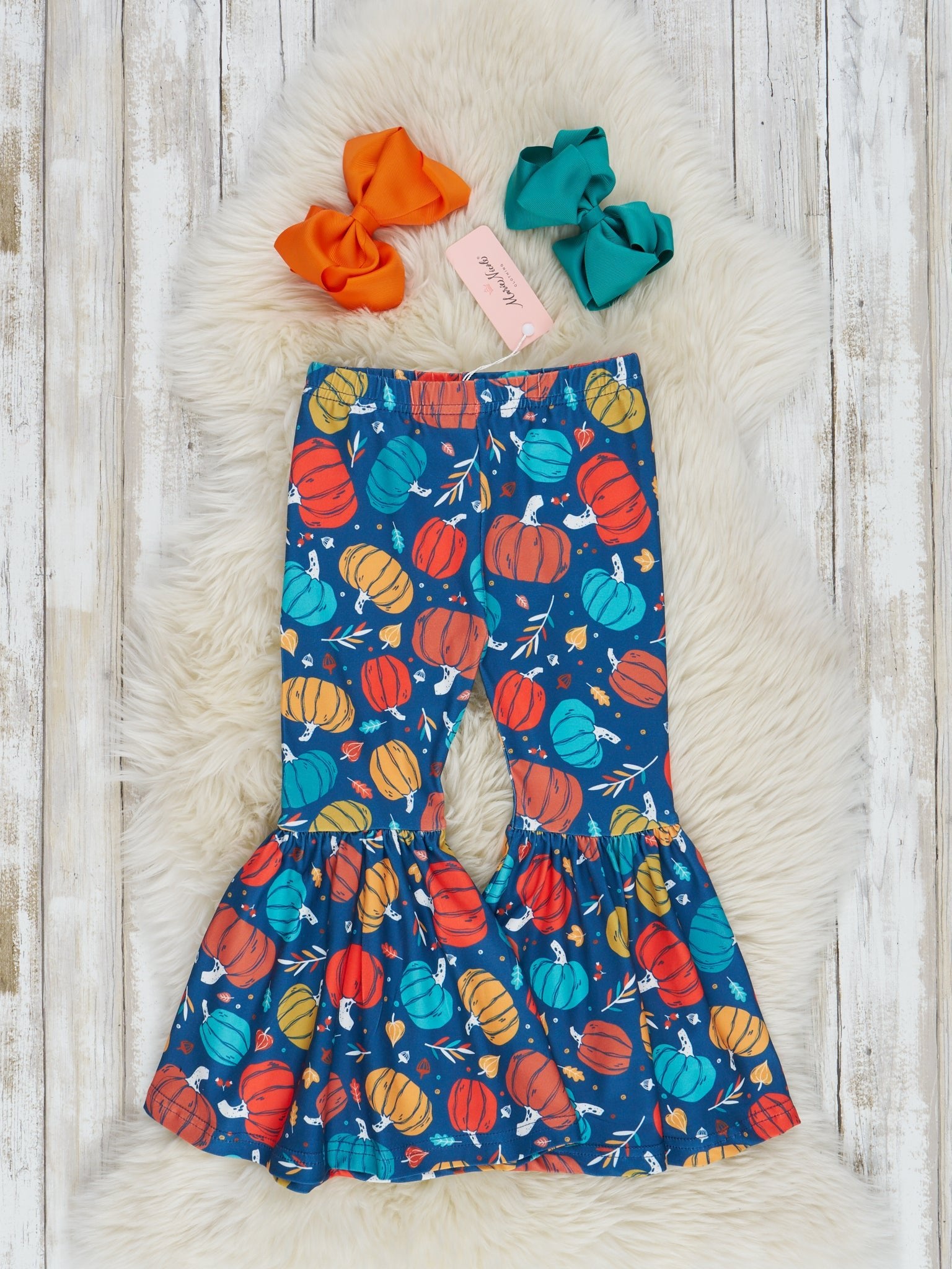 Bright Pumpkin Joy Bell Bottom Pants - Marie Nicole Clothing