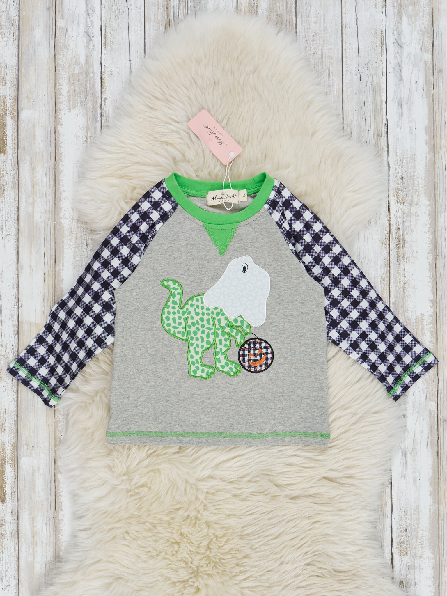 Dinosaur Ghost Raglan Sleeve Shirt - Marie Nicole Clothing