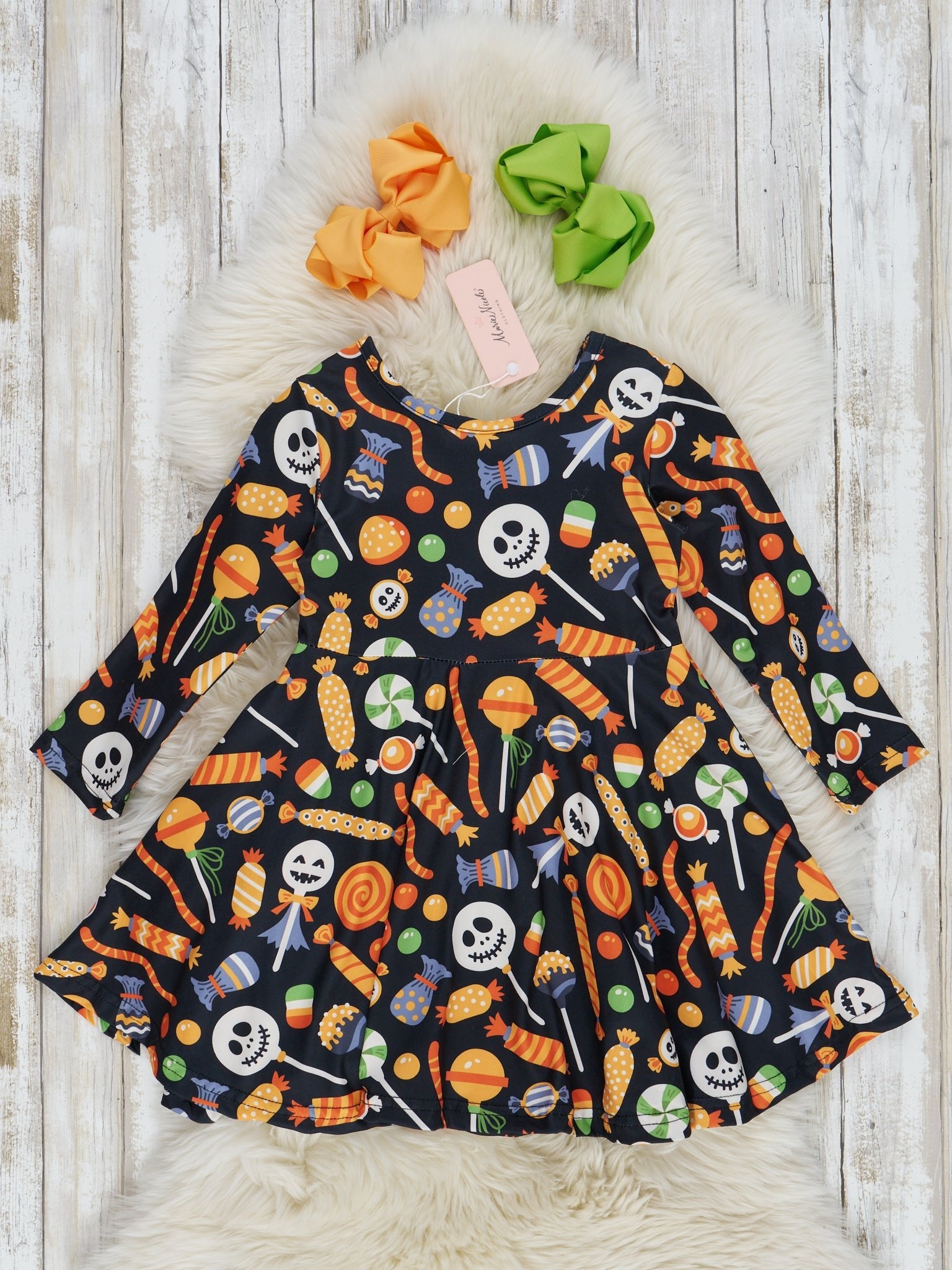 Black Halloween Treats Swing Dress - Marie Nicole Clothing